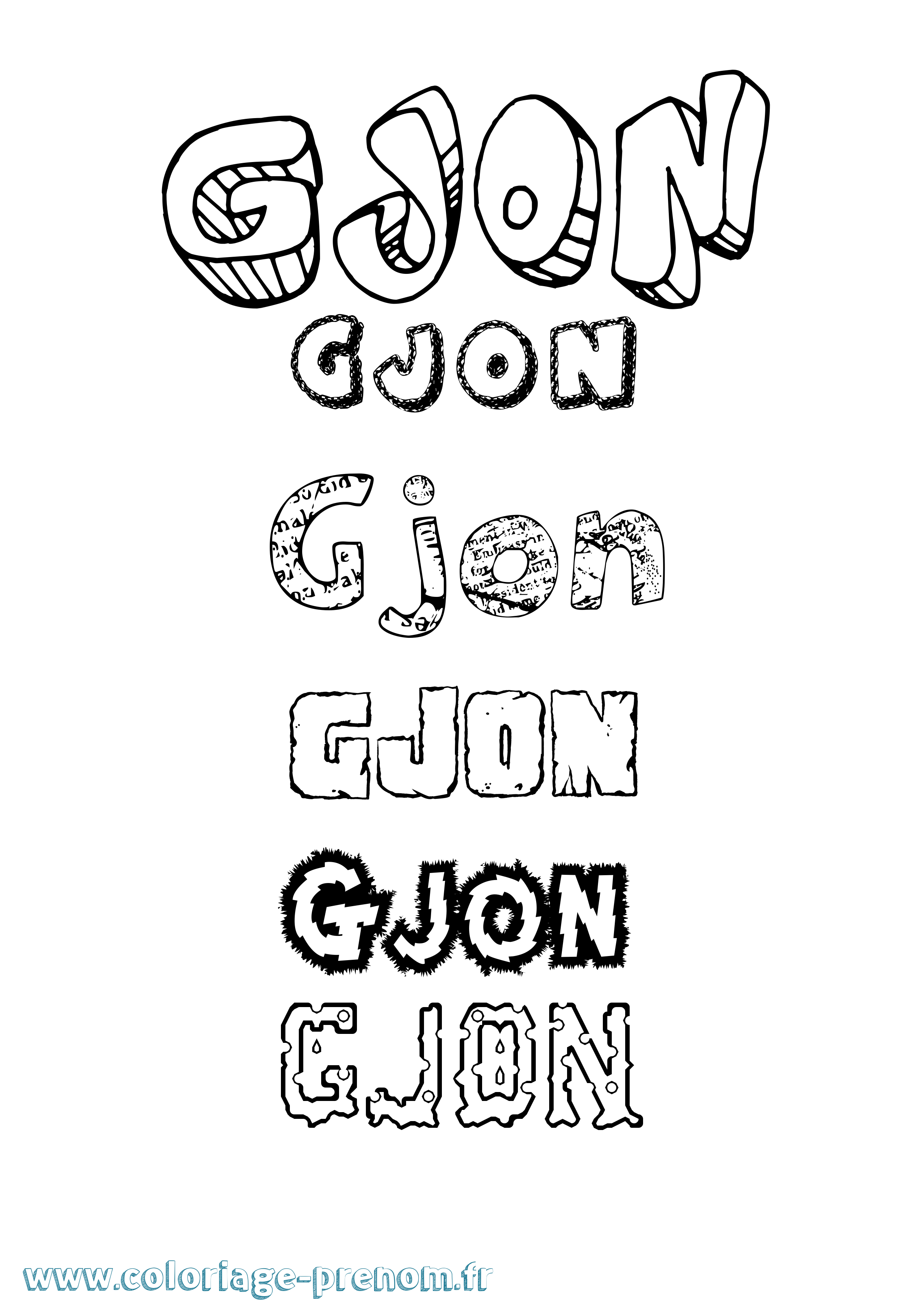 Coloriage Gjon Destructuré Coloriage prénom Gjon Destructuré