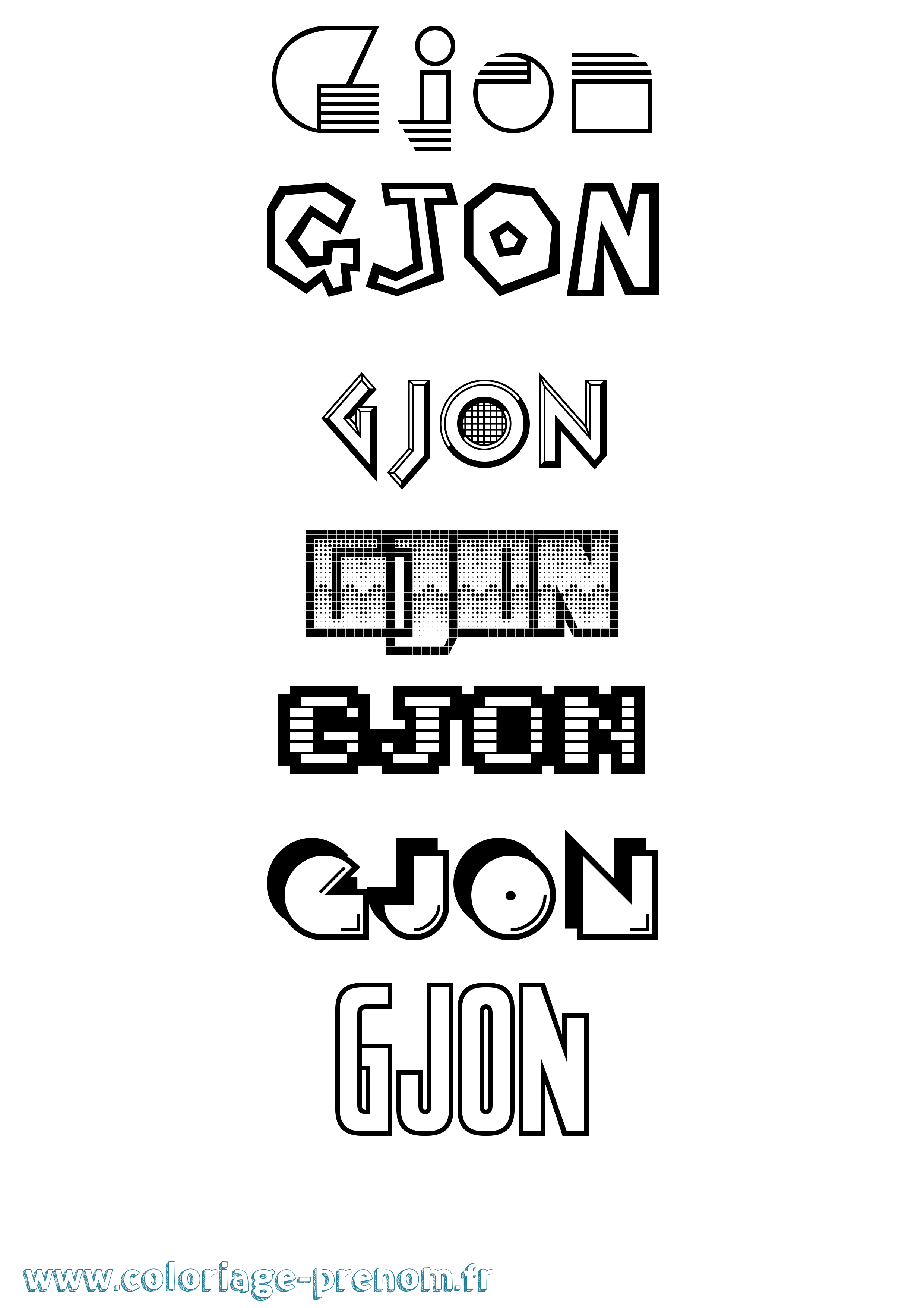 Coloriage Gjon Jeux Vidéos Coloriage prénom Gjon Jeux Vidéos