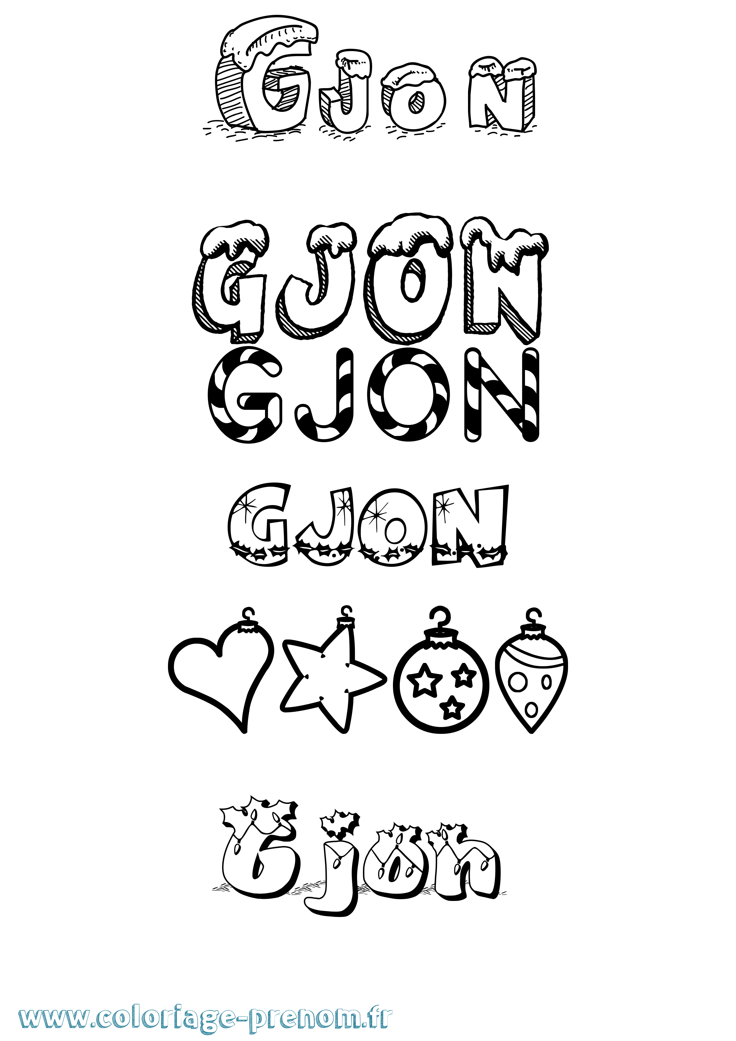 Coloriage Gjon Noël Coloriage prénom Gjon Noël