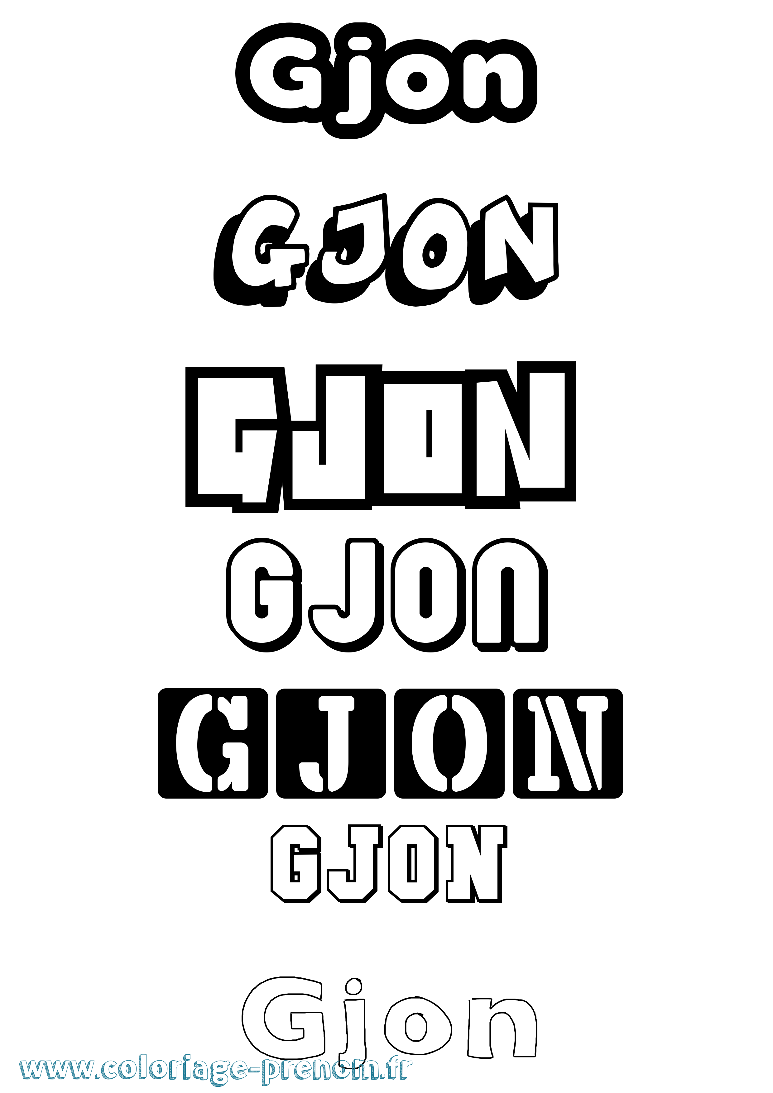 Coloriage Gjon Simple Coloriage prénom Gjon Simple