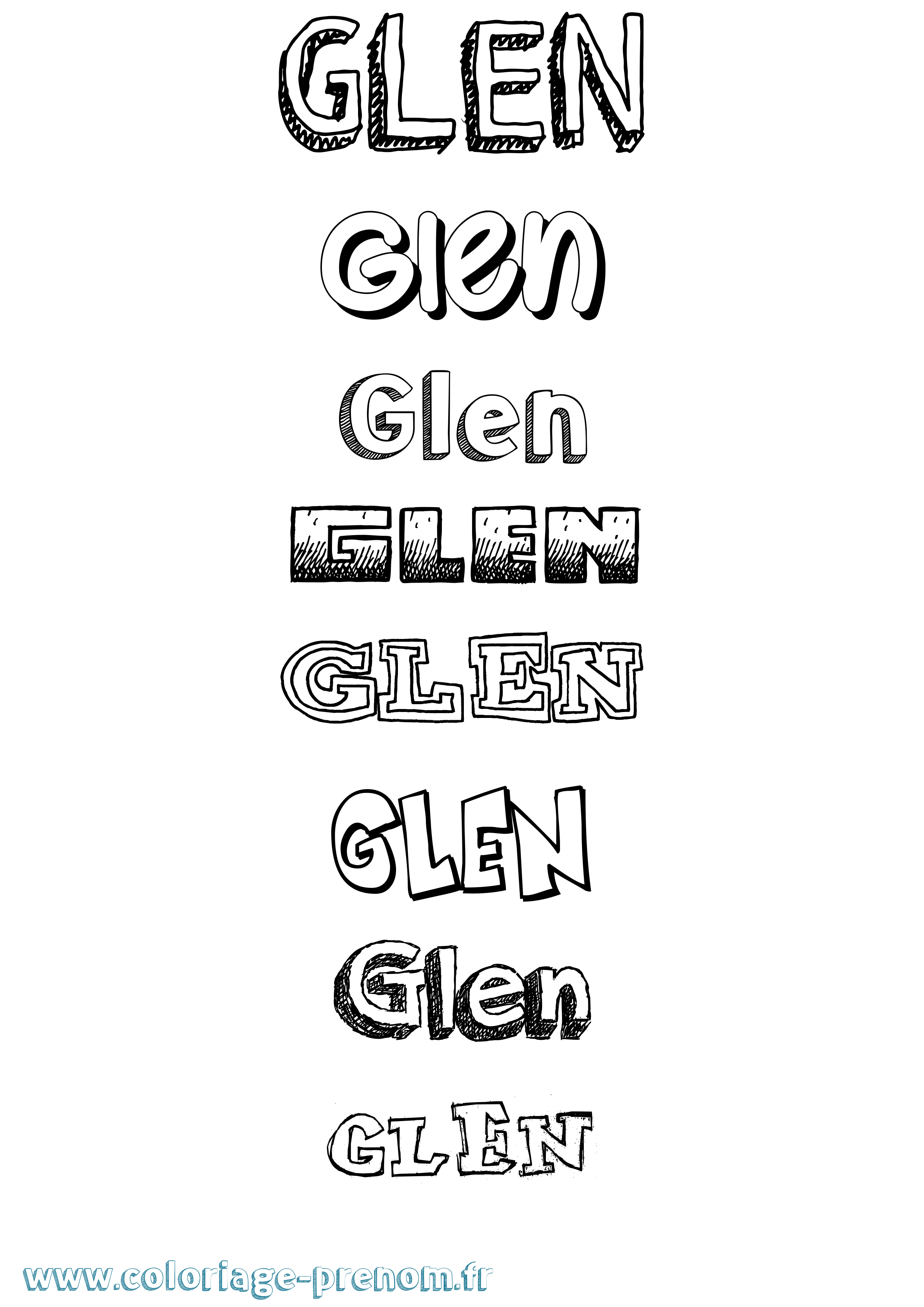 Coloriage Glen Dessiné Coloriage prénom Glen Dessiné