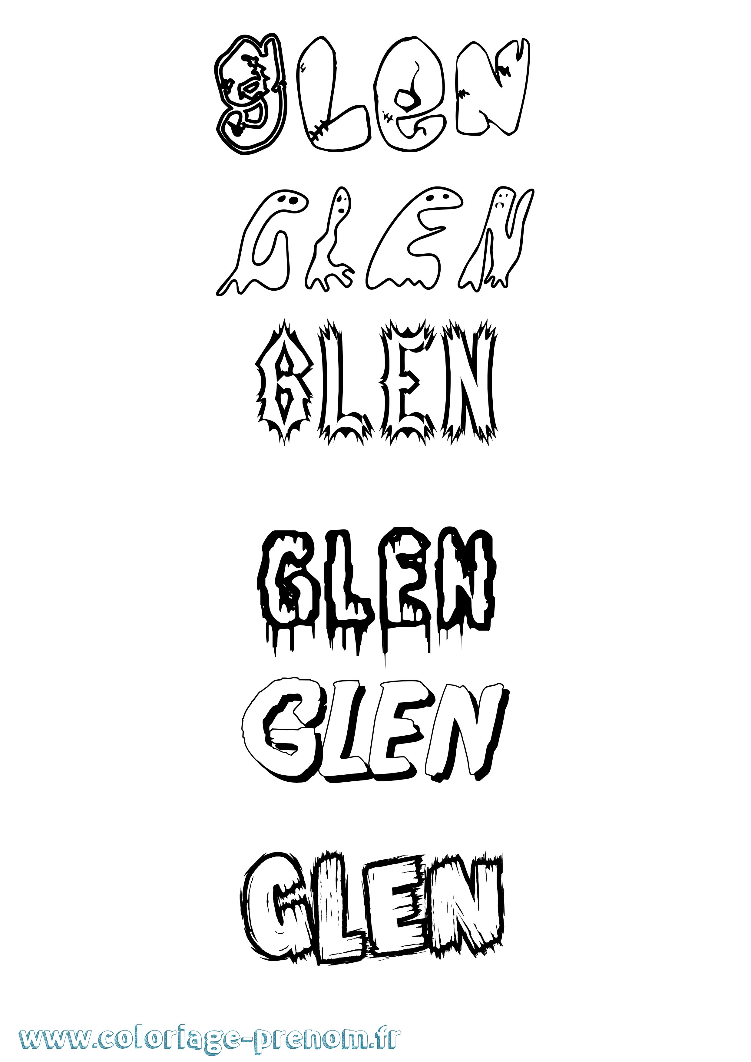 Coloriage prénom Glen Frisson