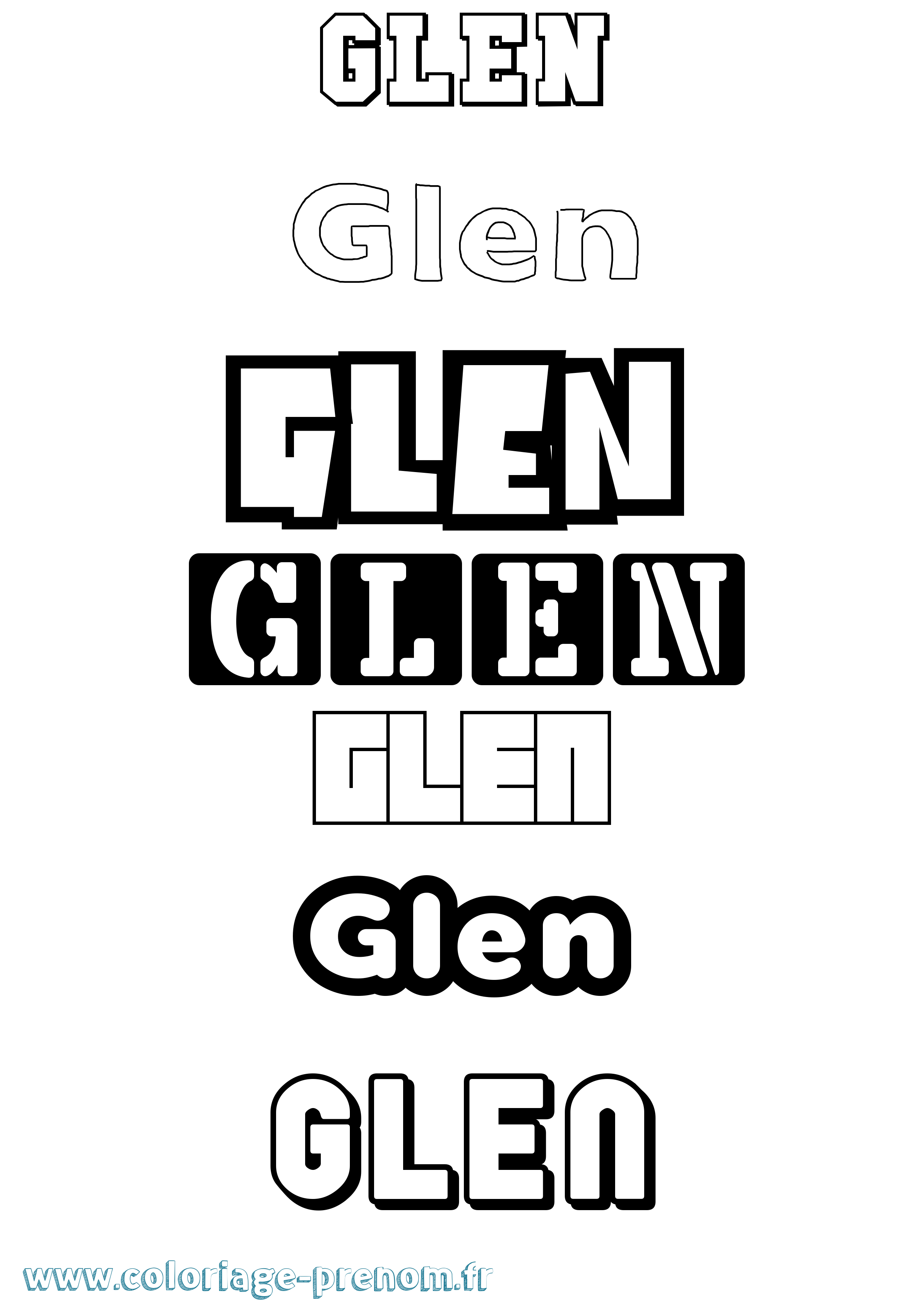 Coloriage Glen Simple Coloriage prénom Glen Simple