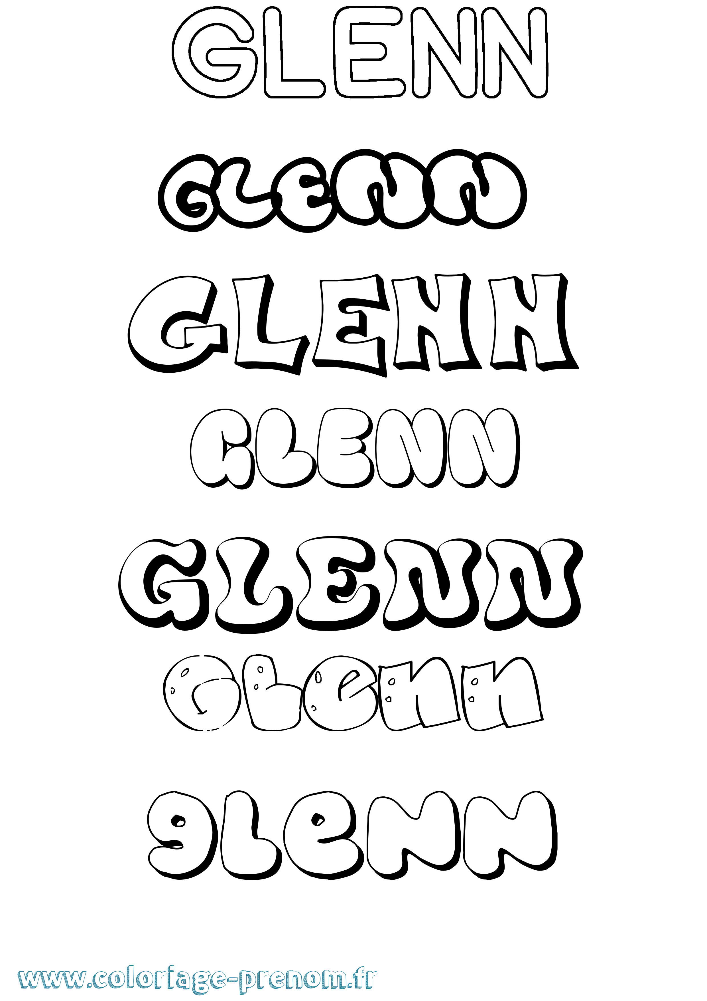 Coloriage Glenn Bubble Coloriage prénom Glenn Bubble