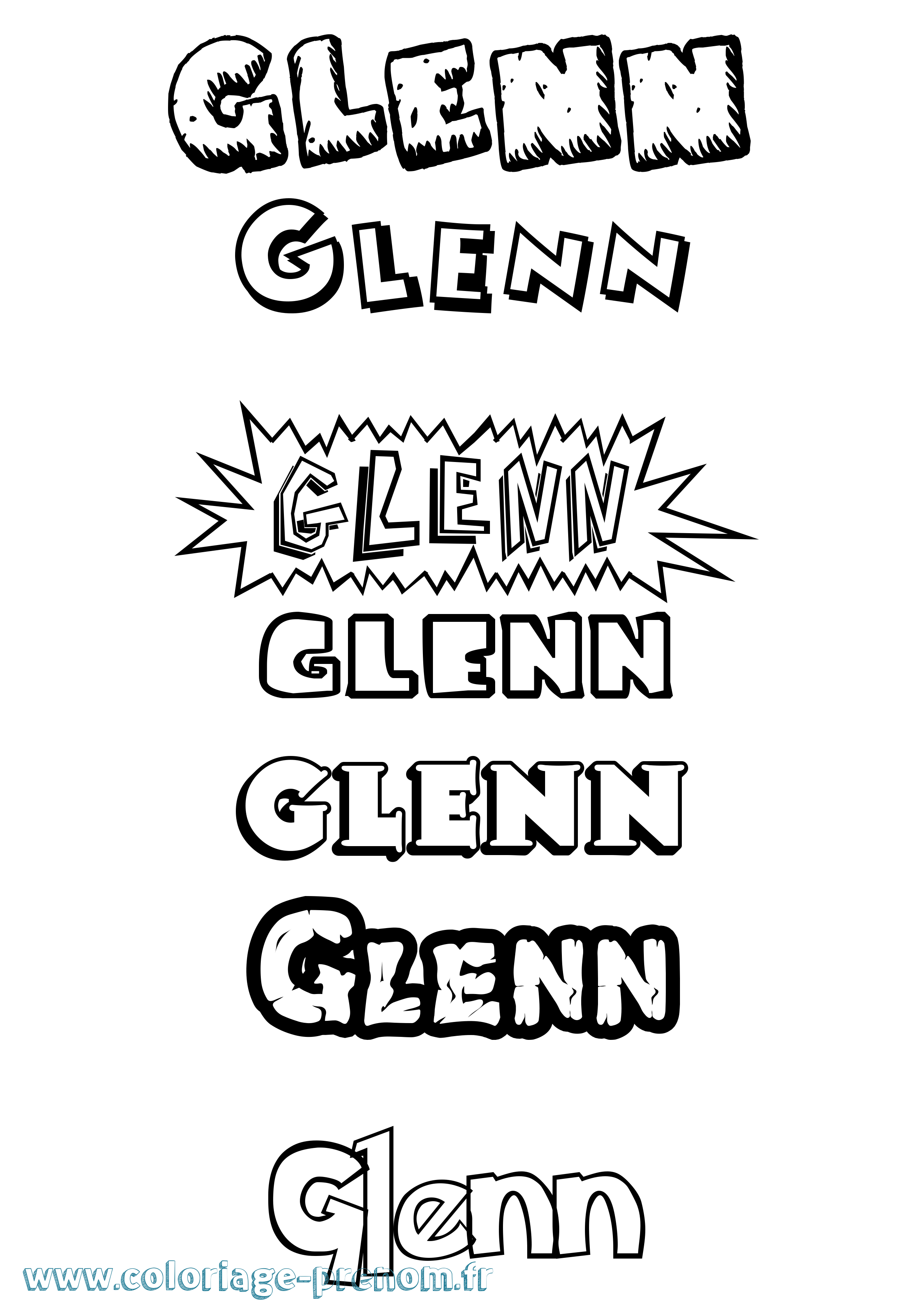 Coloriage Glenn Dessin Animé Coloriage prénom Glenn Dessin Animé