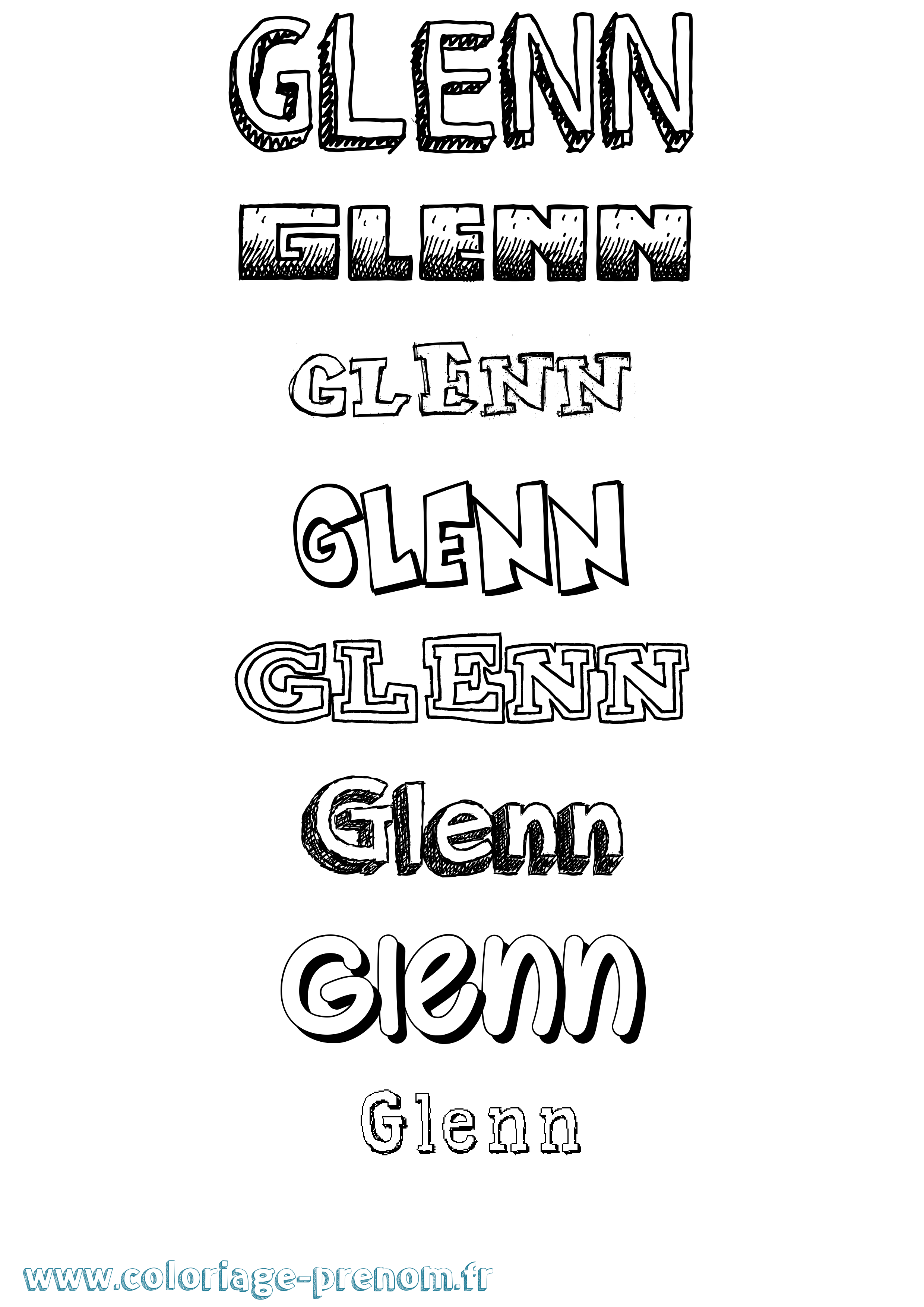 Coloriage Glenn Dessiné Coloriage prénom Glenn Dessiné
