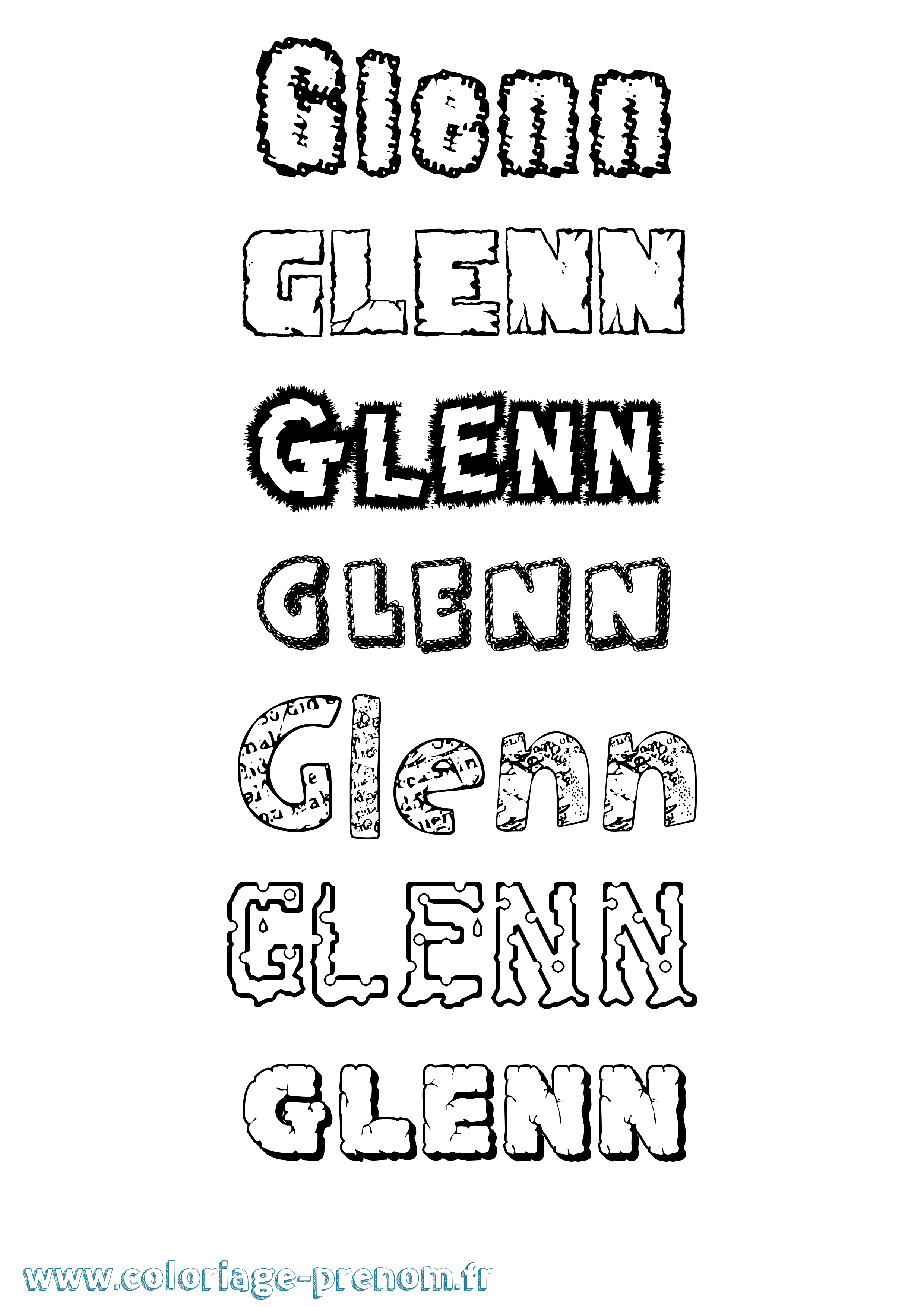 Coloriage Glenn Destructuré Coloriage prénom Glenn Destructuré