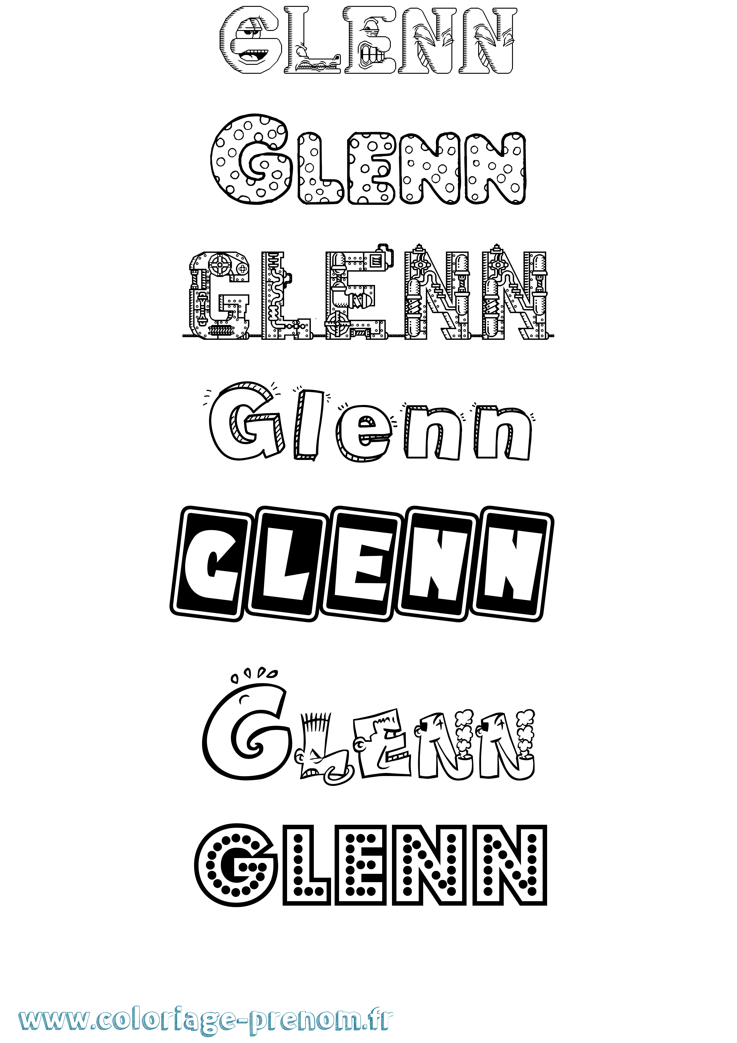 Coloriage Glenn Fun Coloriage prénom Glenn Fun