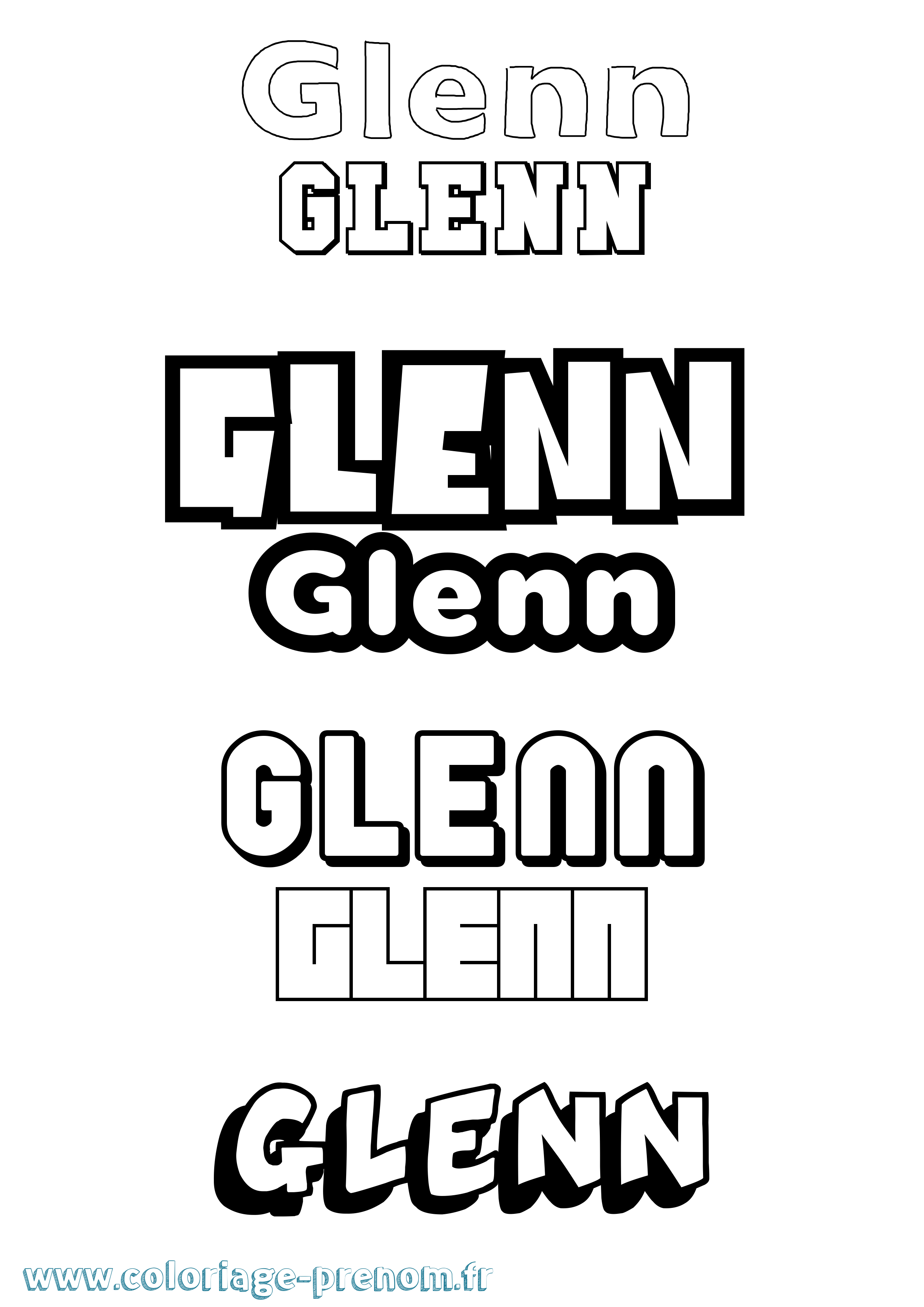 Coloriage prénom Glenn Simple