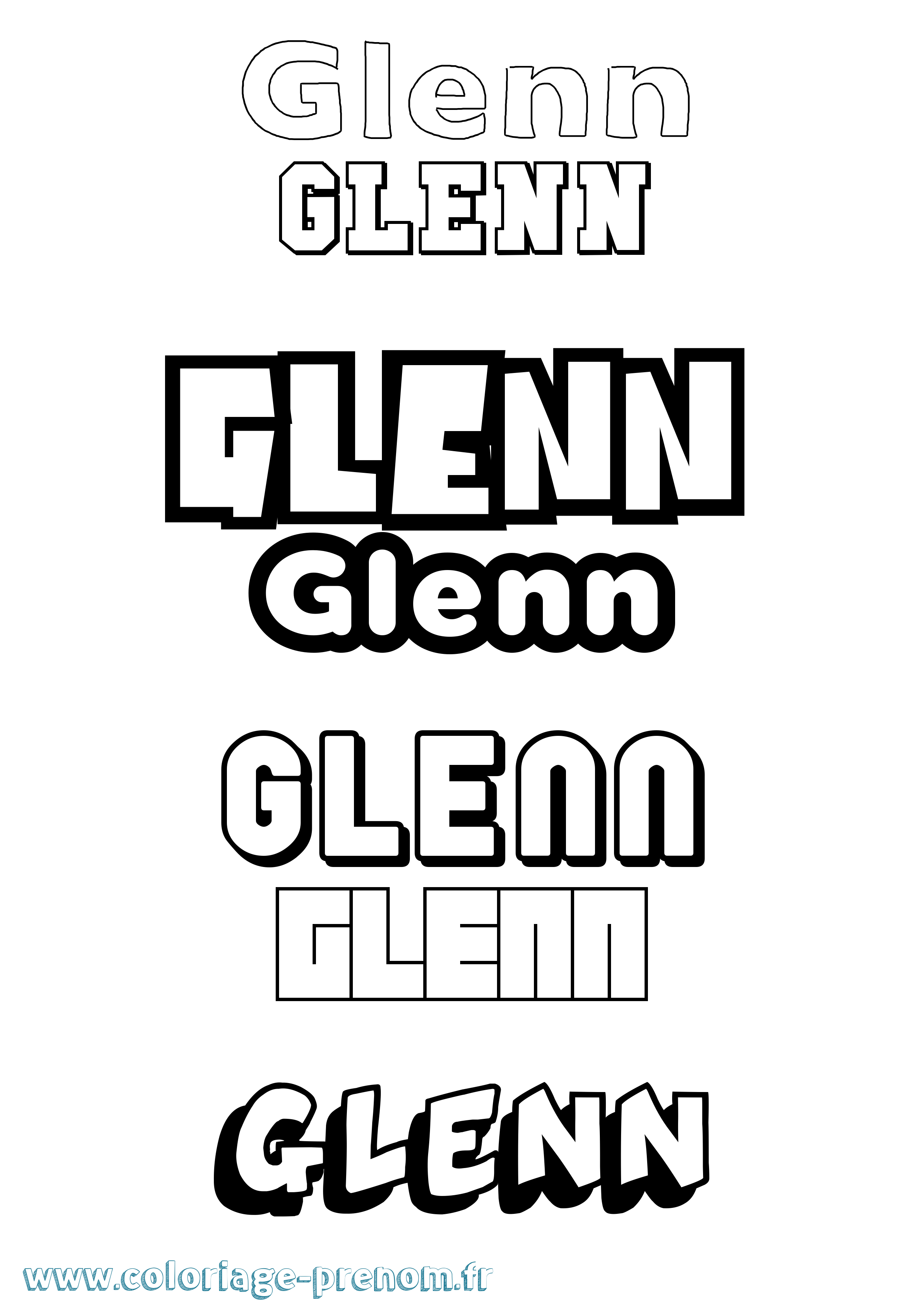Coloriage Glenn Simple Coloriage prénom Glenn Simple