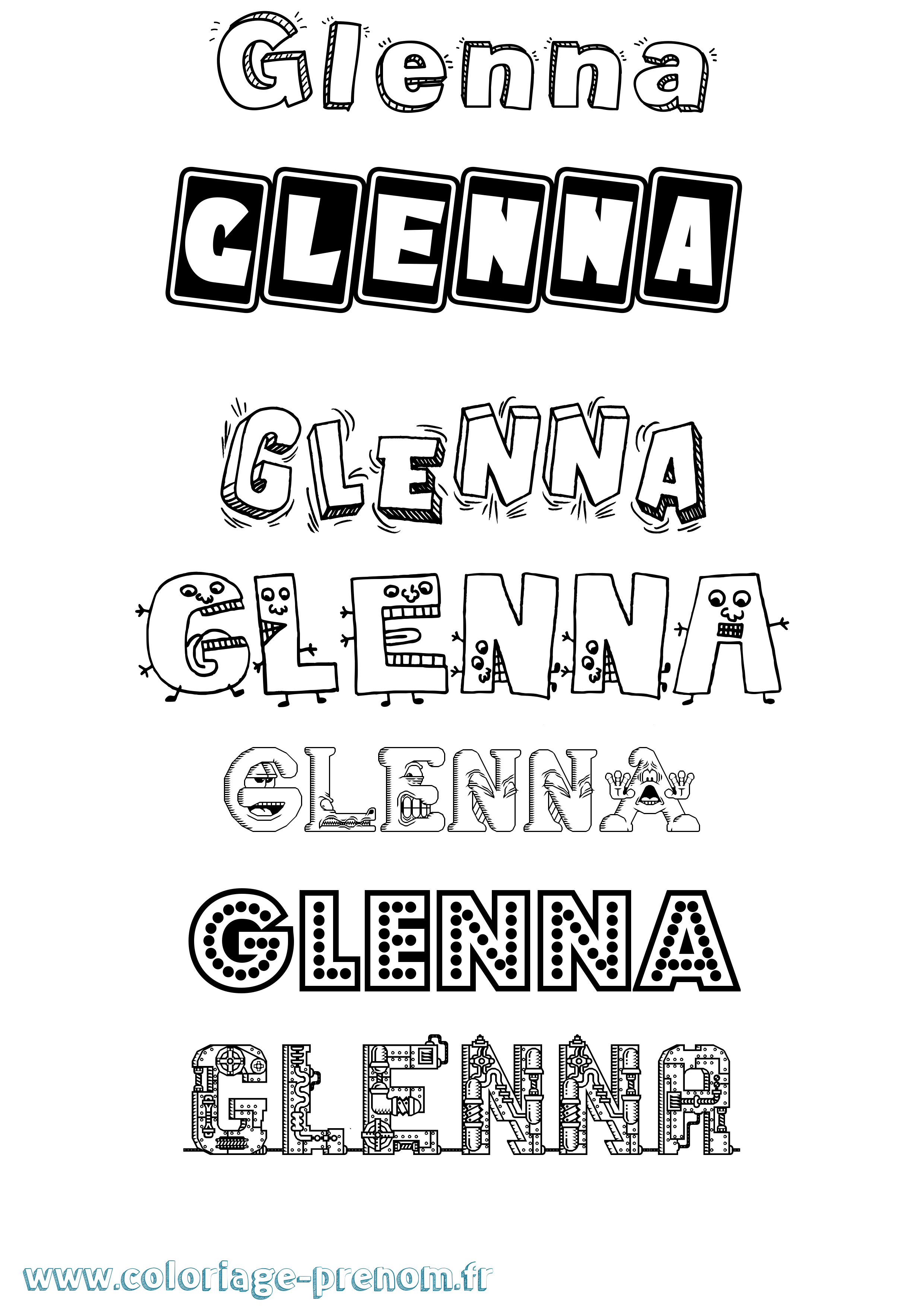 Coloriage prénom Glenna Fun