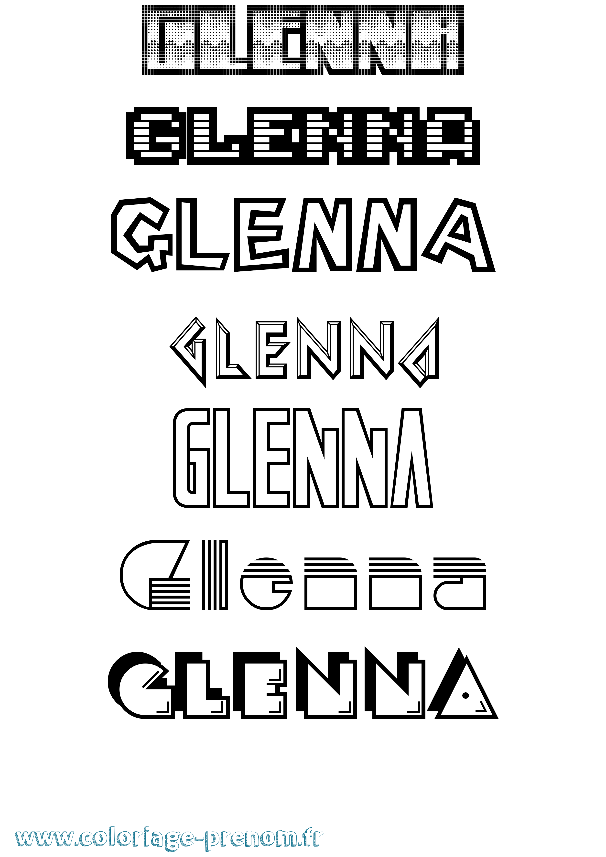 Coloriage prénom Glenna Jeux Vidéos