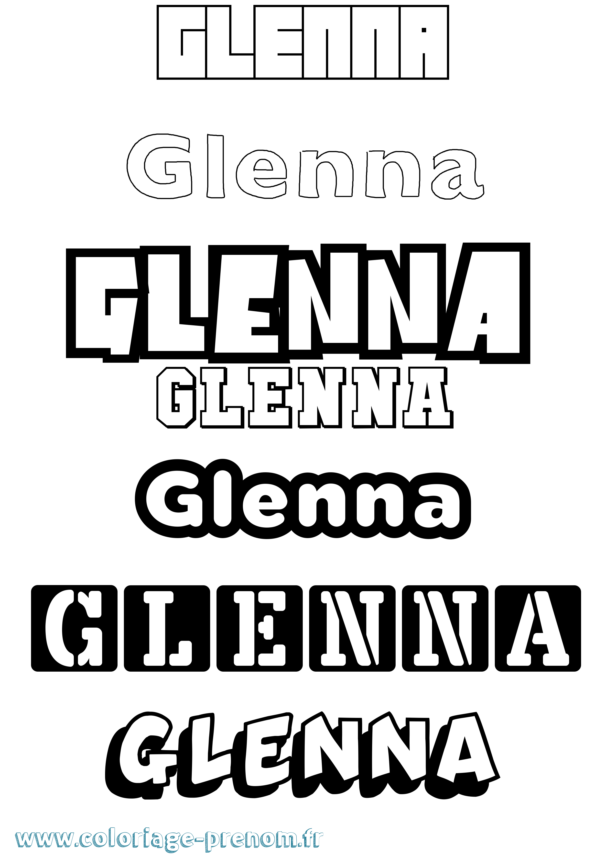 Coloriage prénom Glenna Simple