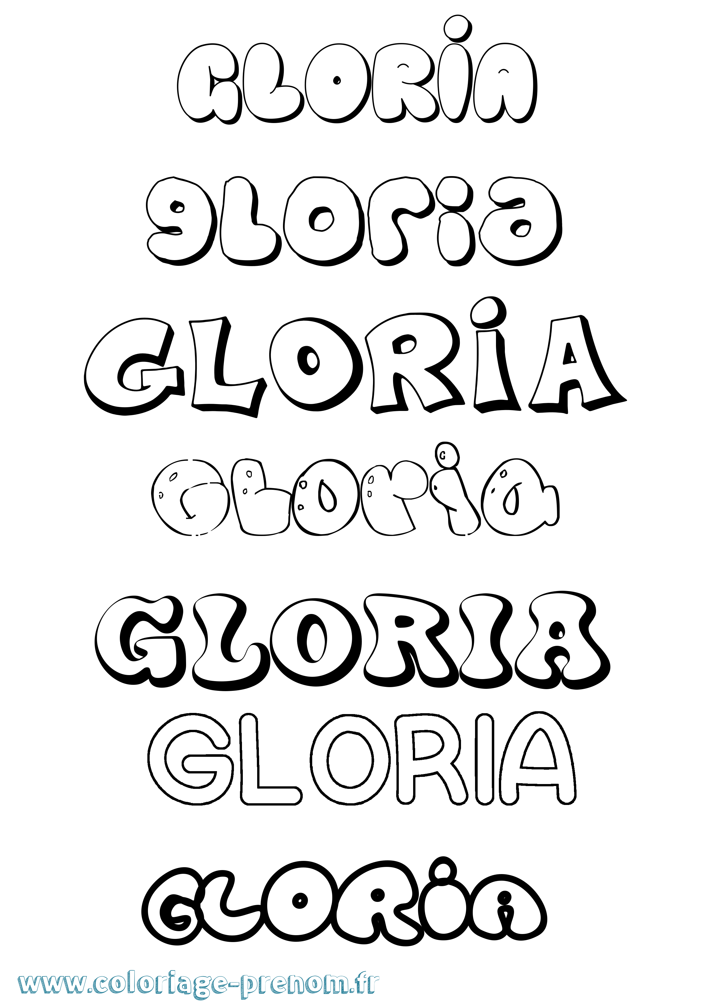 Coloriage prénom Gloria Bubble