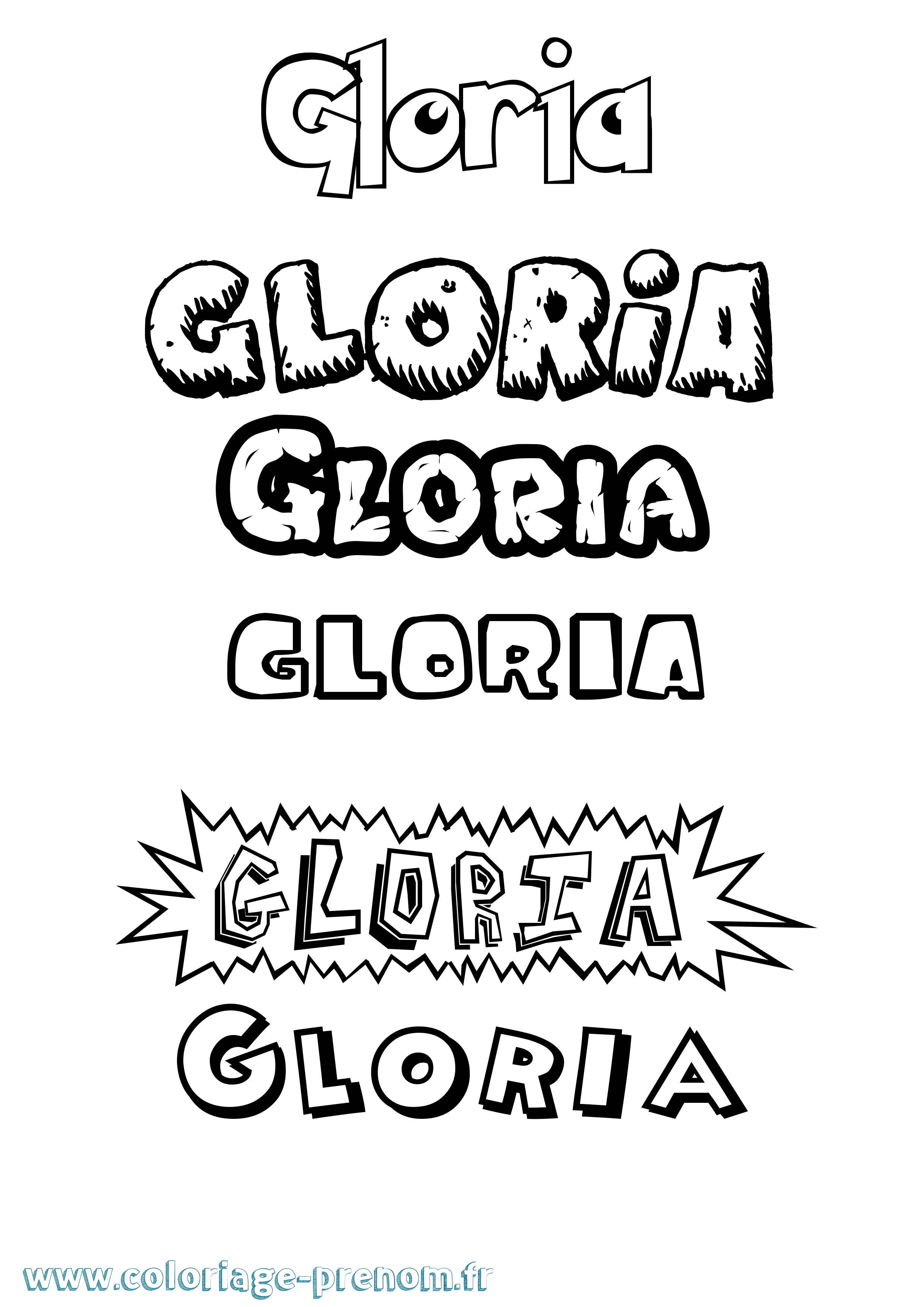 Coloriage prénom Gloria Dessin Animé