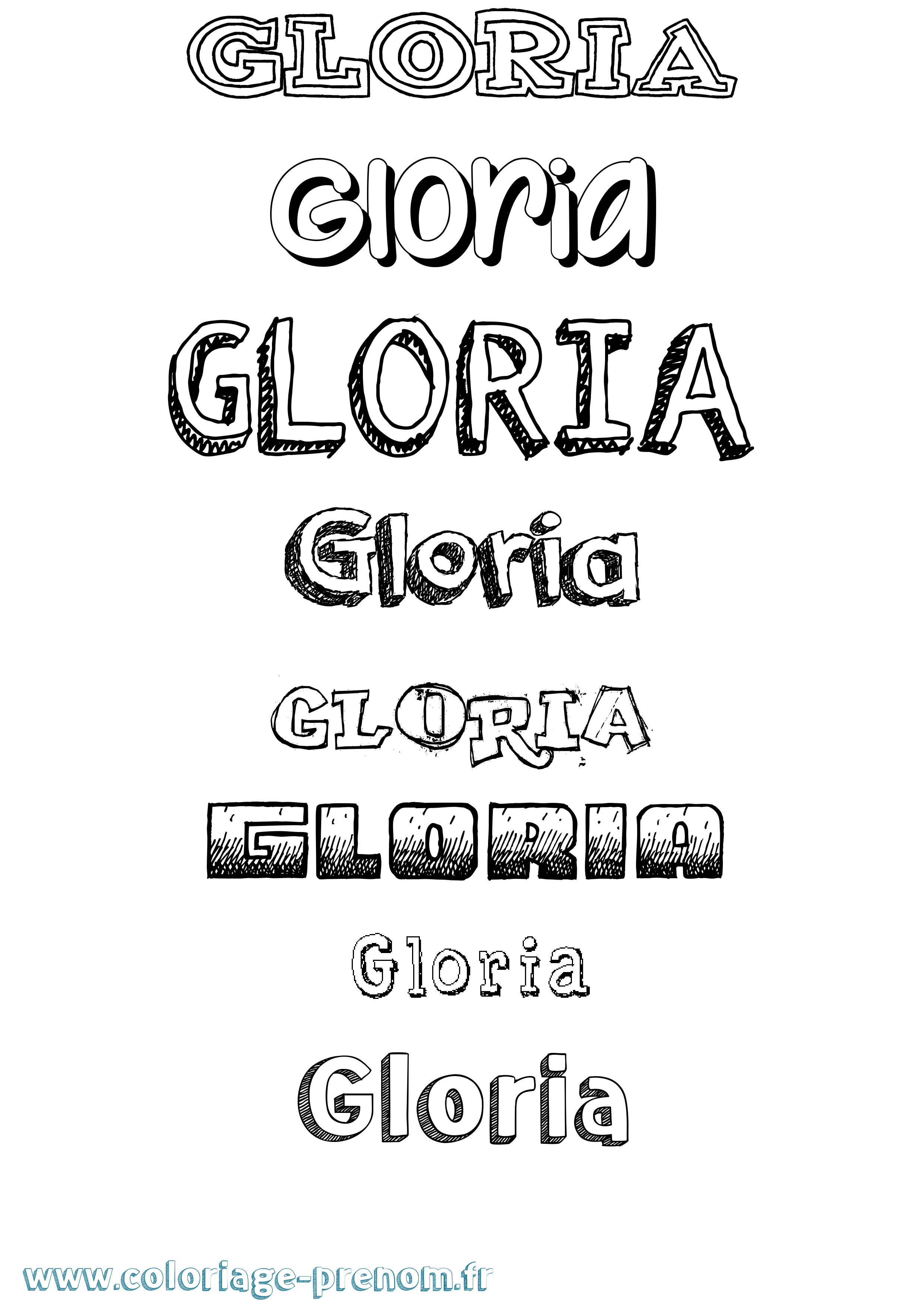 Coloriage prénom Gloria Dessiné
