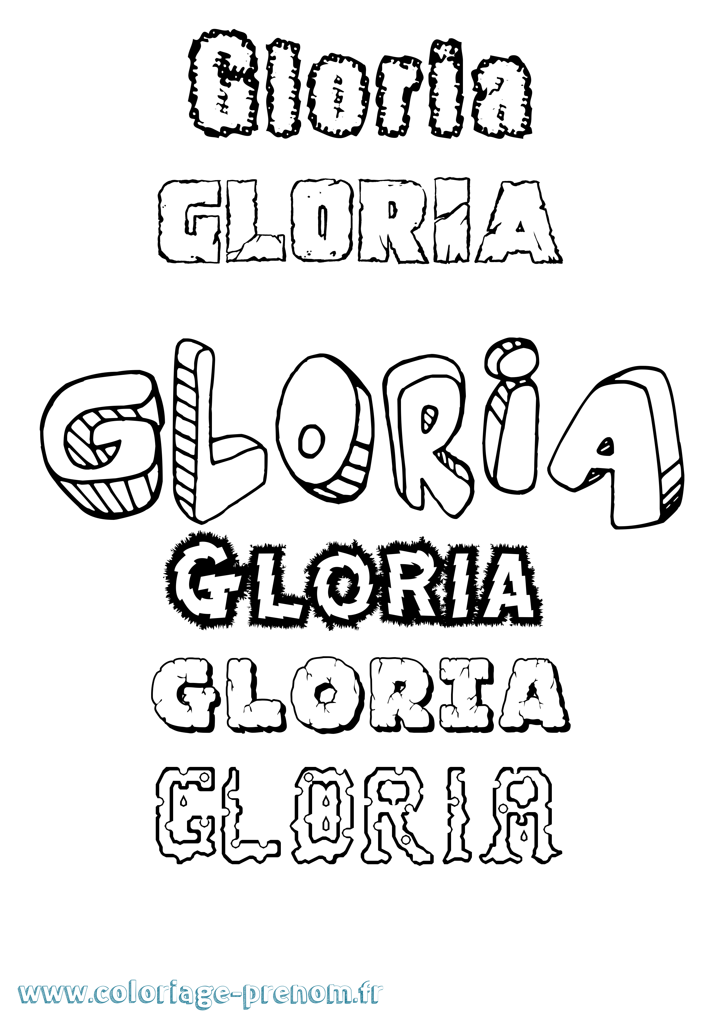 Coloriage prénom Gloria Destructuré