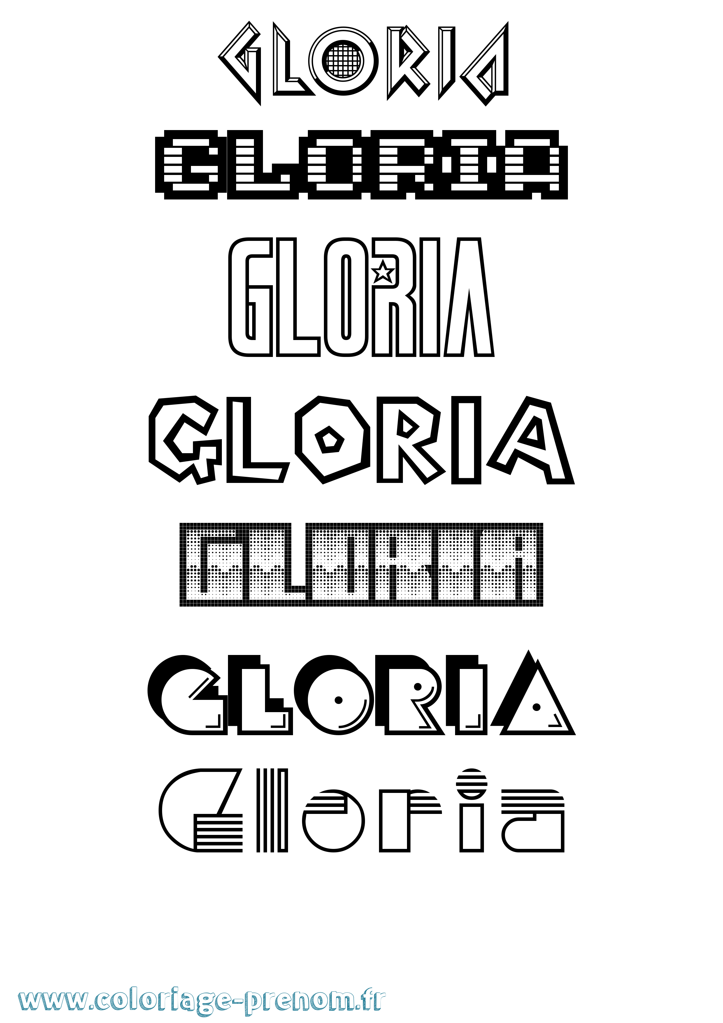 Coloriage prénom Gloria Jeux Vidéos
