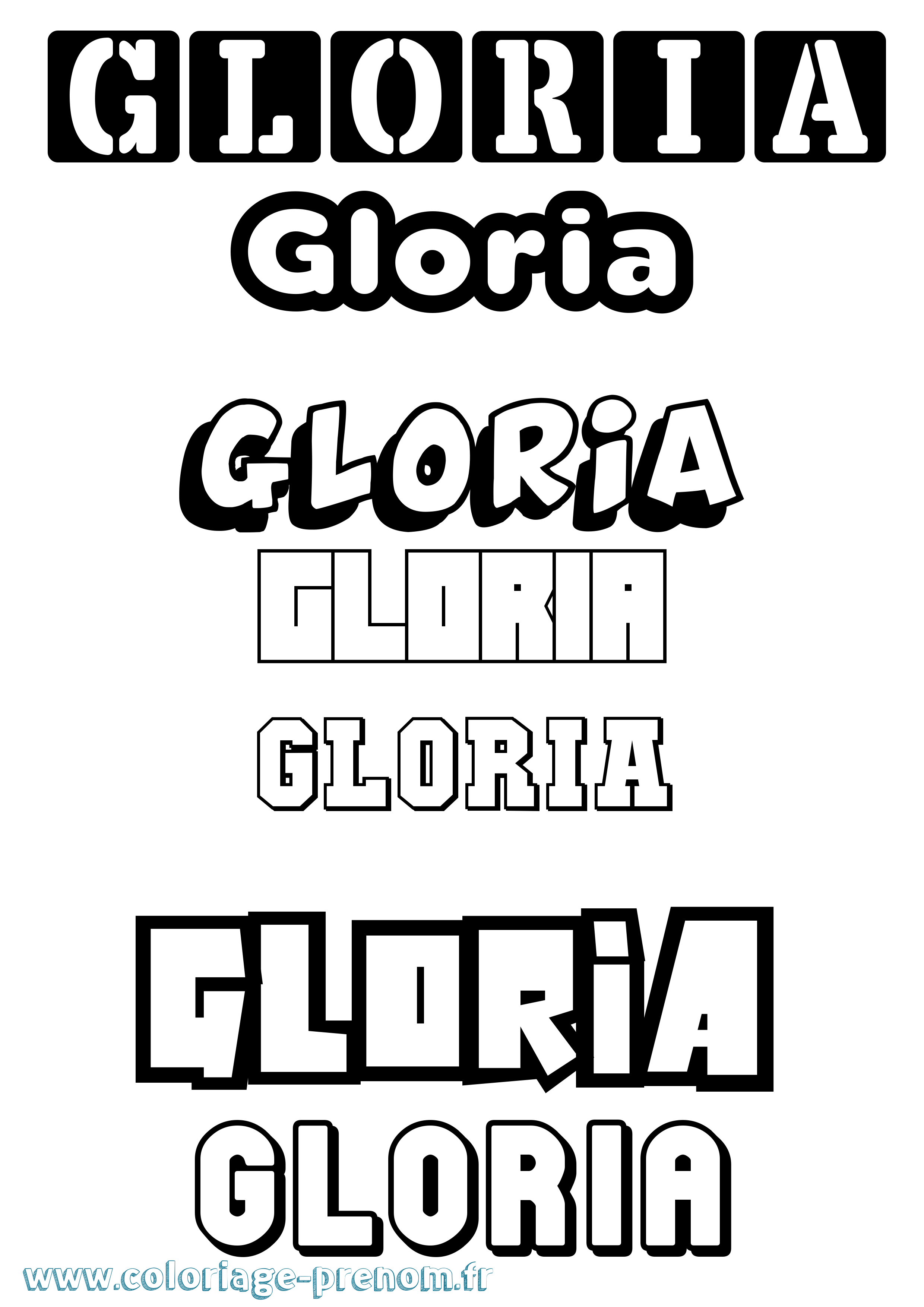 Coloriage prénom Gloria Simple