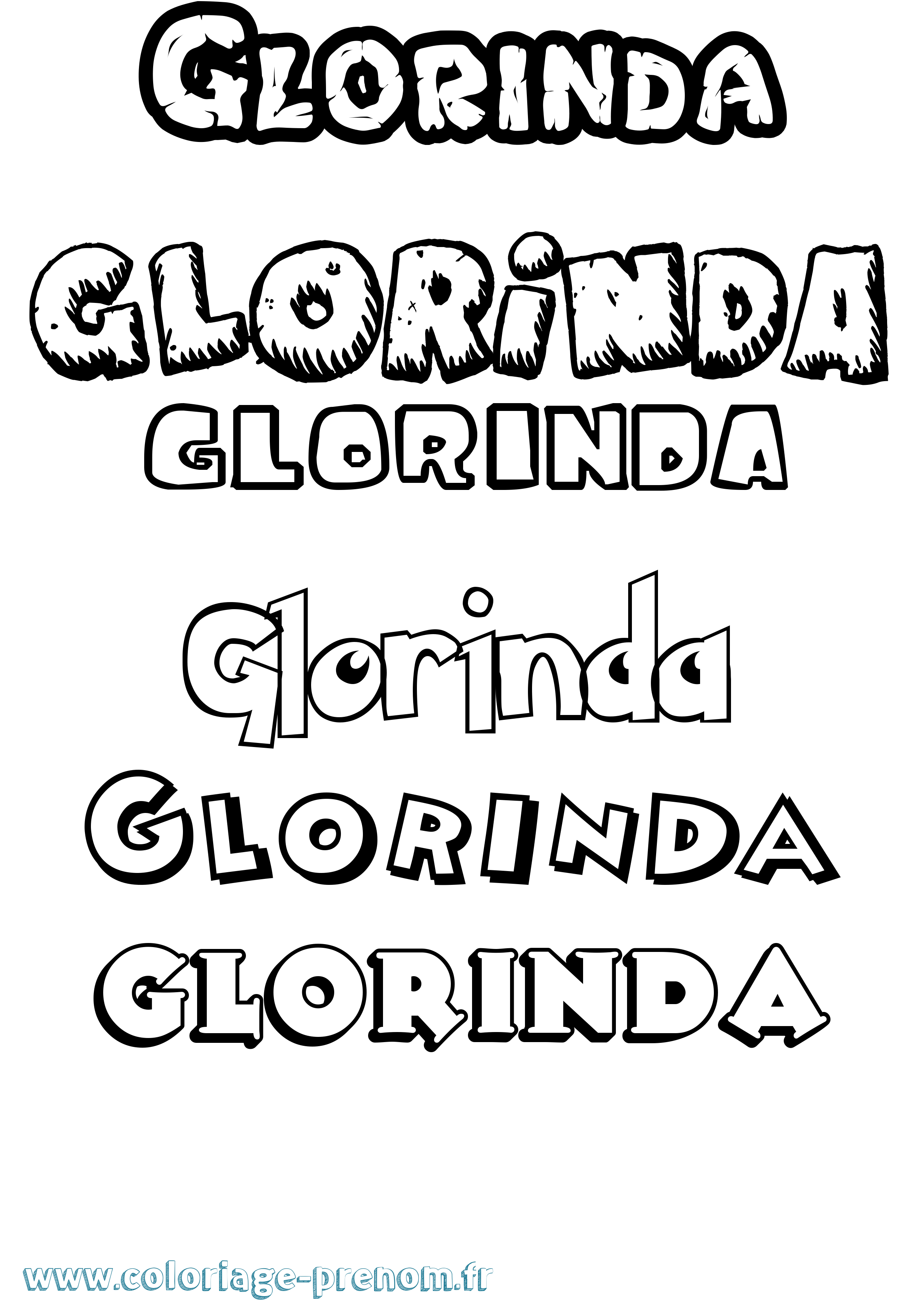 Coloriage Glorinda Dessin Animé Coloriage prénom Glorinda Dessin Animé