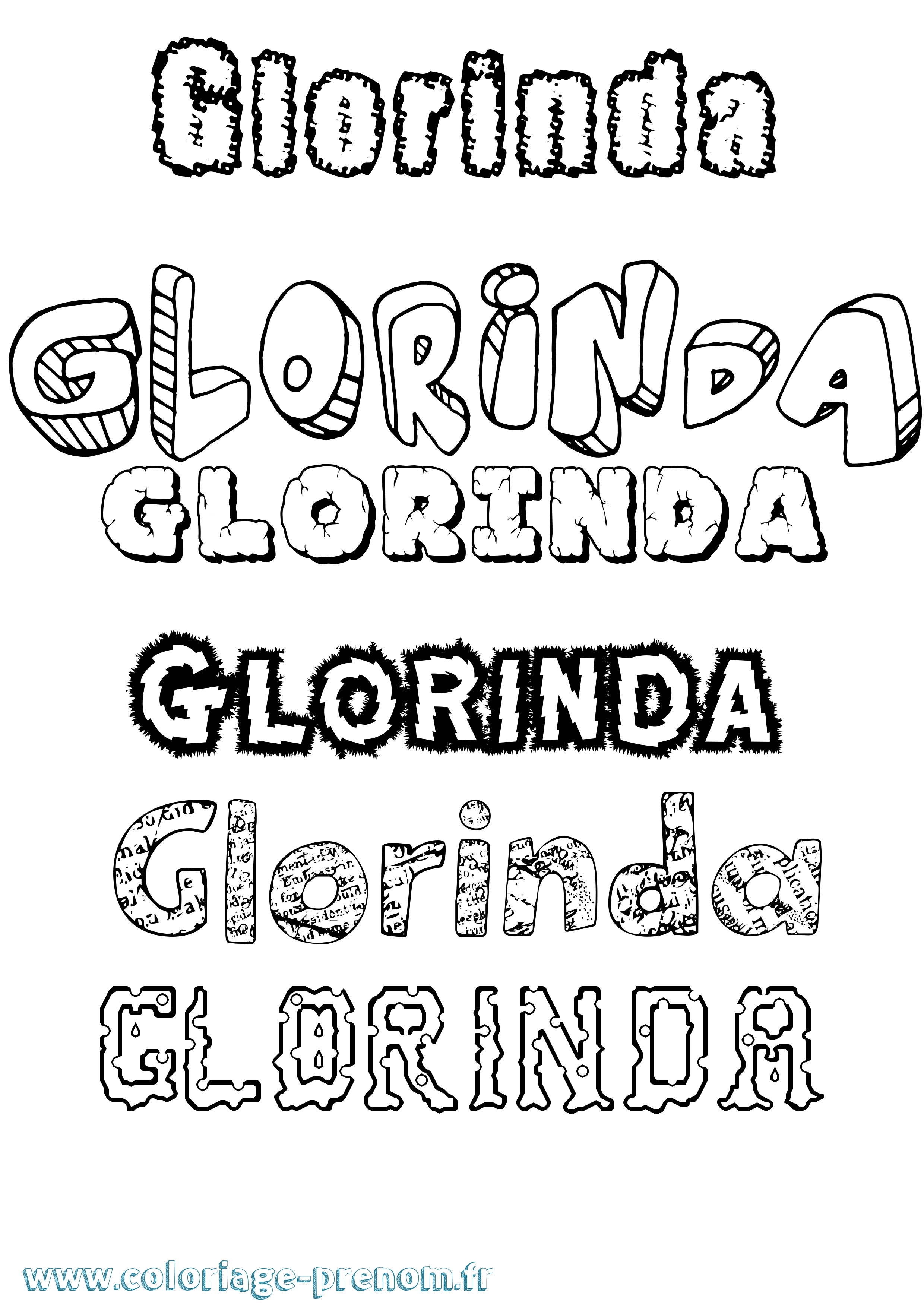 Coloriage Glorinda Destructuré Coloriage prénom Glorinda Destructuré
