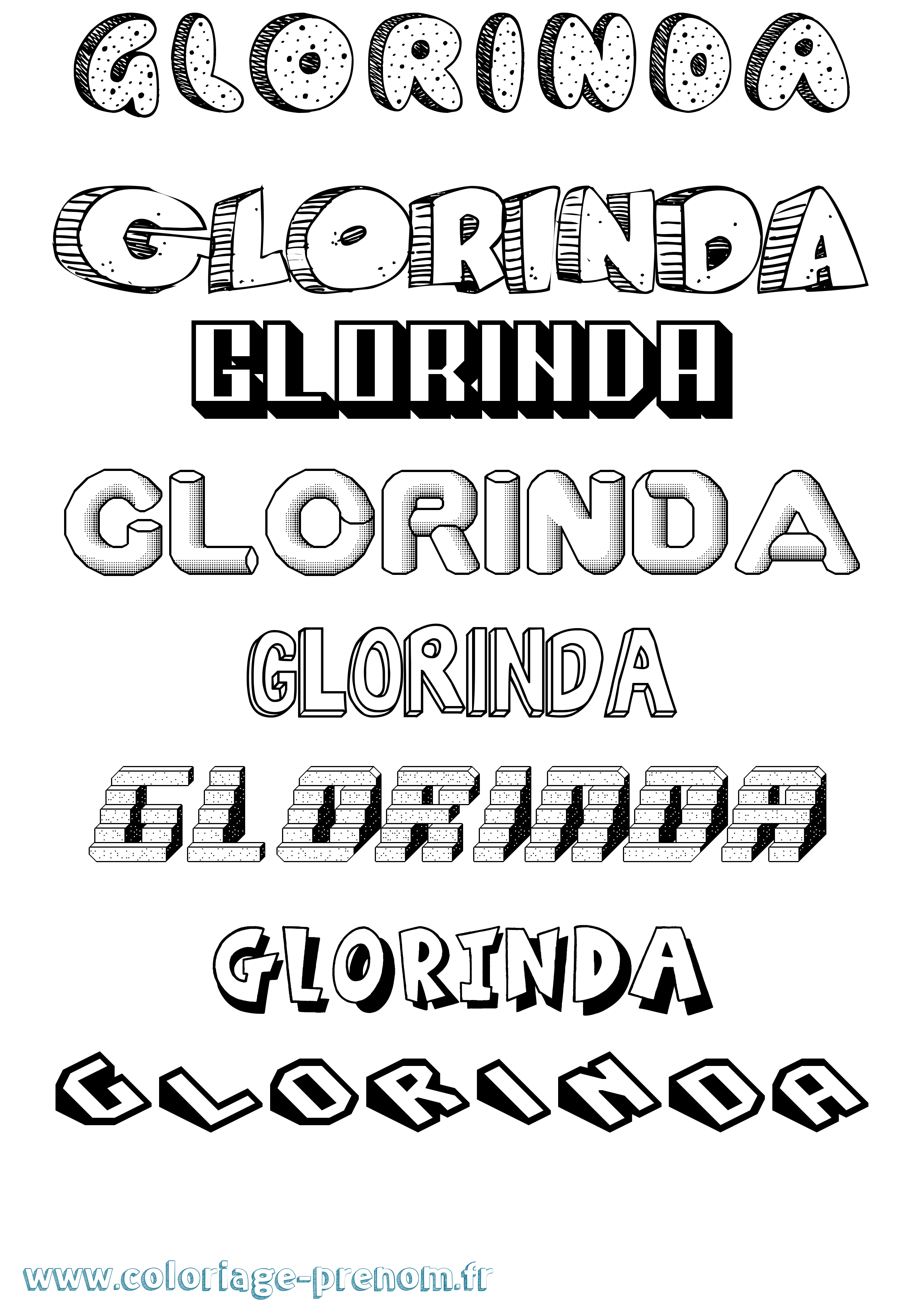 Coloriage Glorinda Effet 3D Coloriage prénom Glorinda Effet 3D