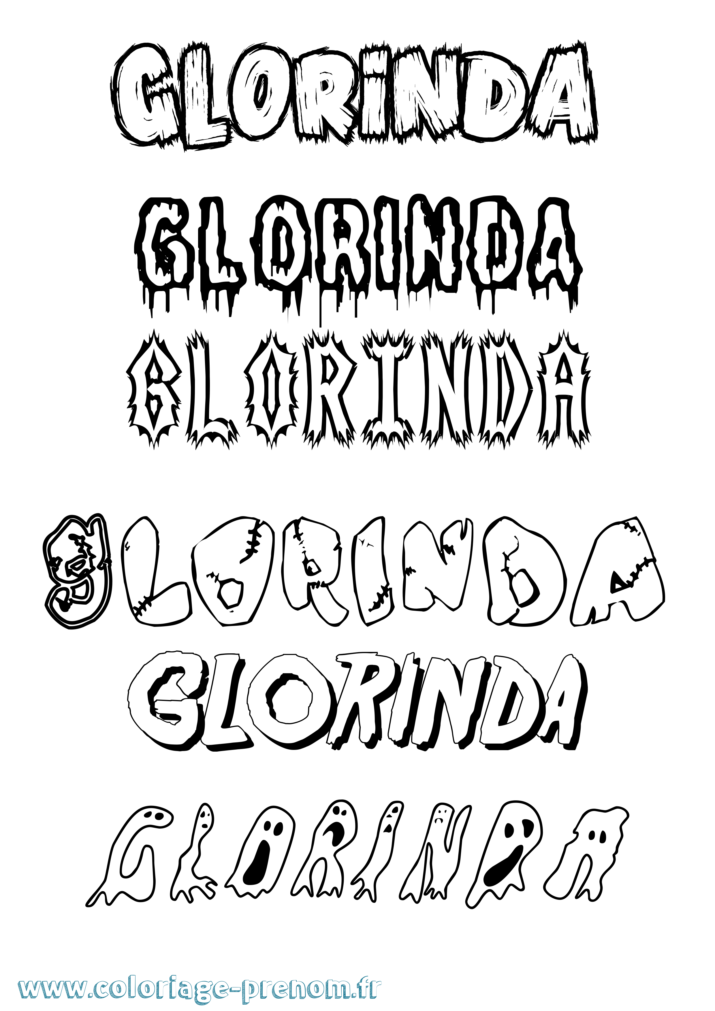 Coloriage Glorinda Frisson Coloriage prénom Glorinda Frisson