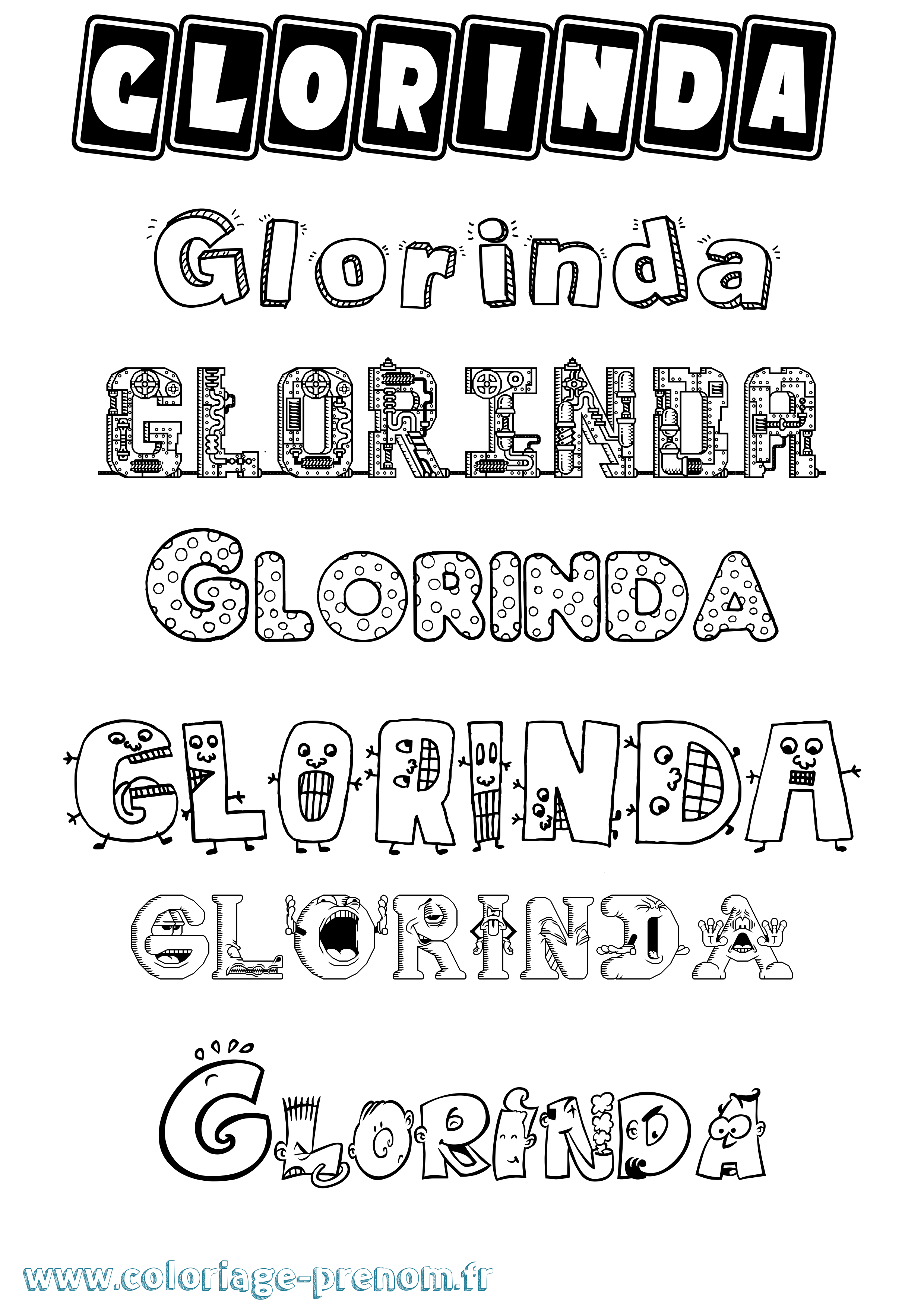 Coloriage Glorinda Fun Coloriage prénom Glorinda Fun
