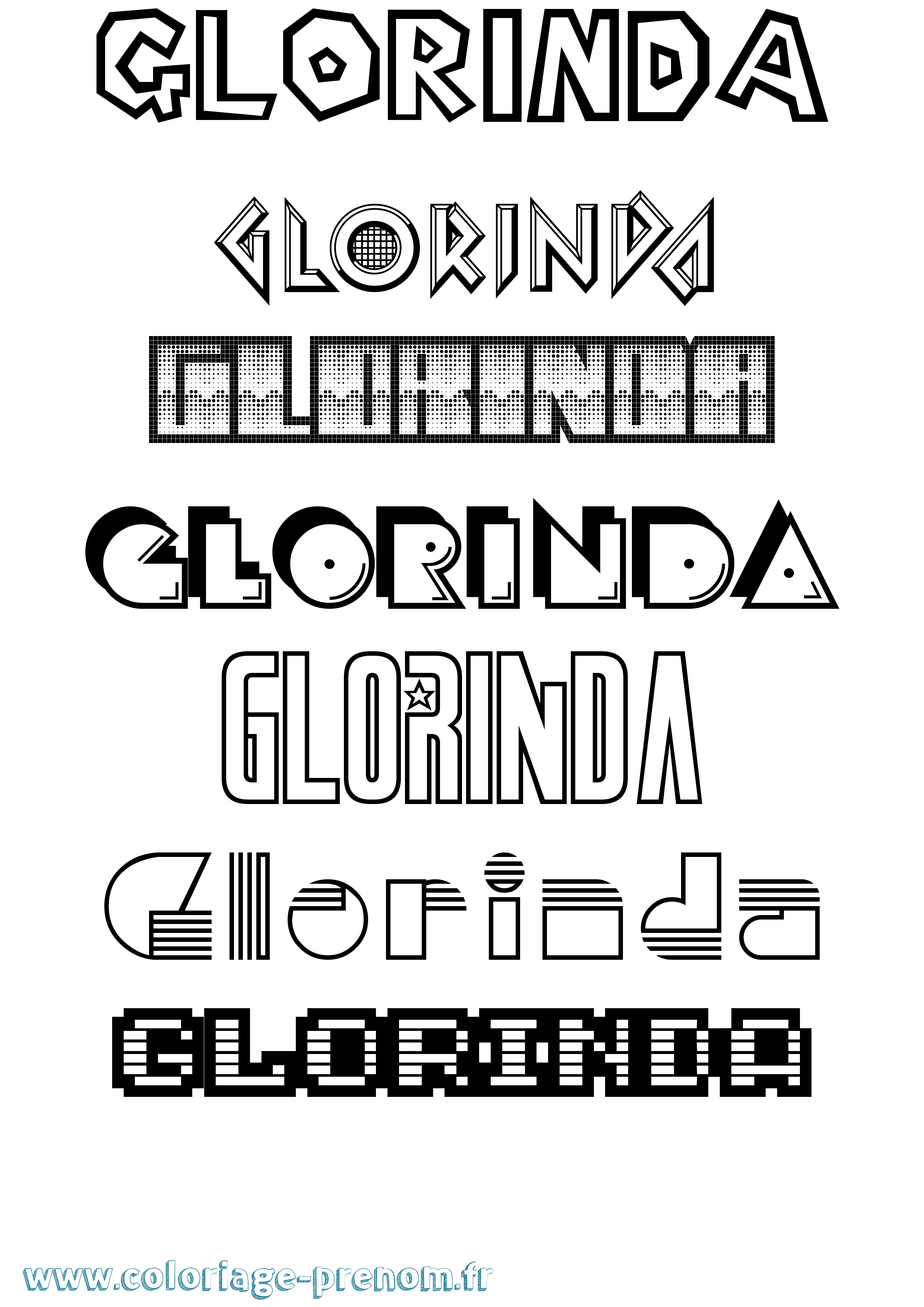 Coloriage prénom Glorinda Jeux Vidéos