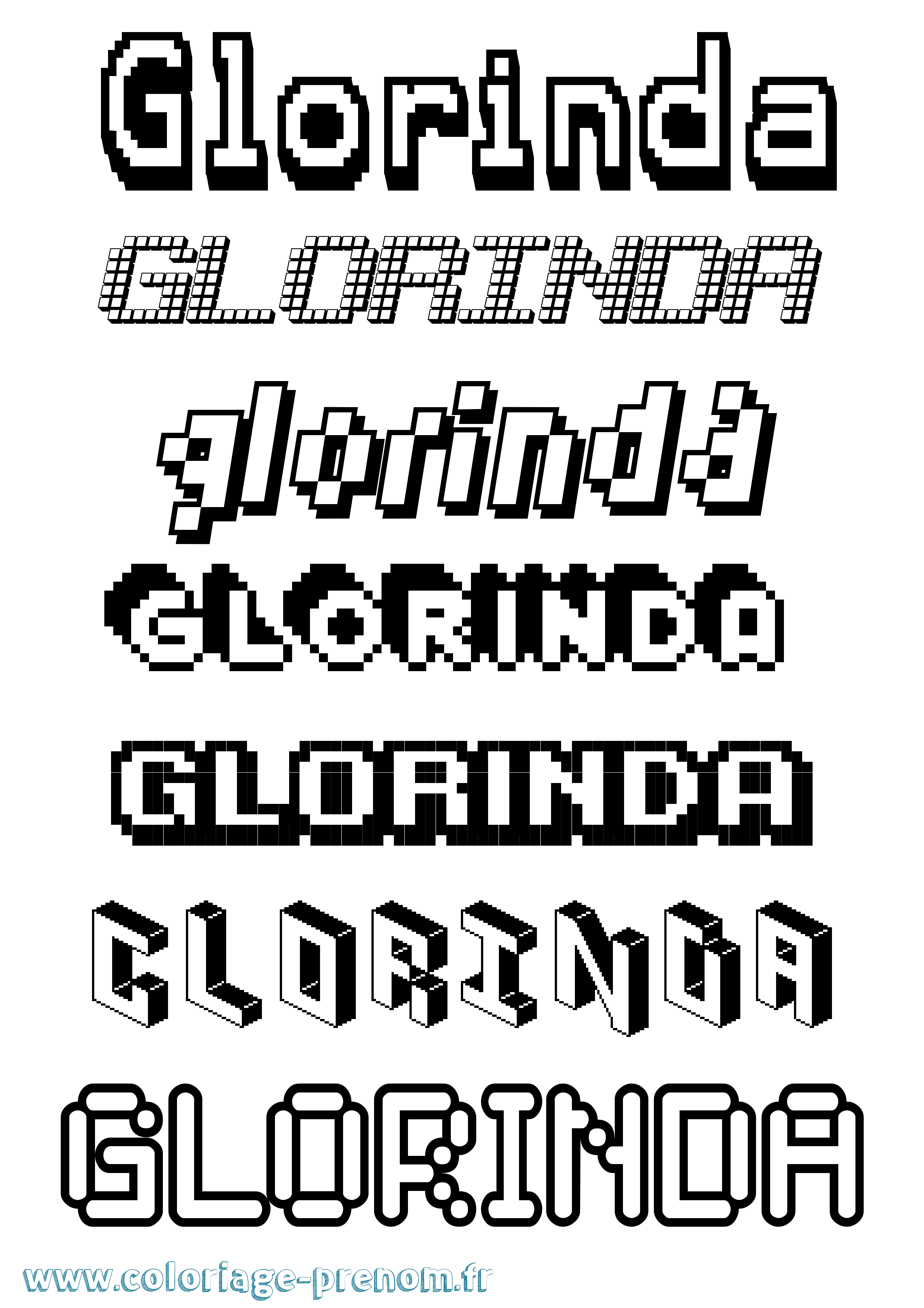 Coloriage Glorinda Pixel Coloriage prénom Glorinda Pixel