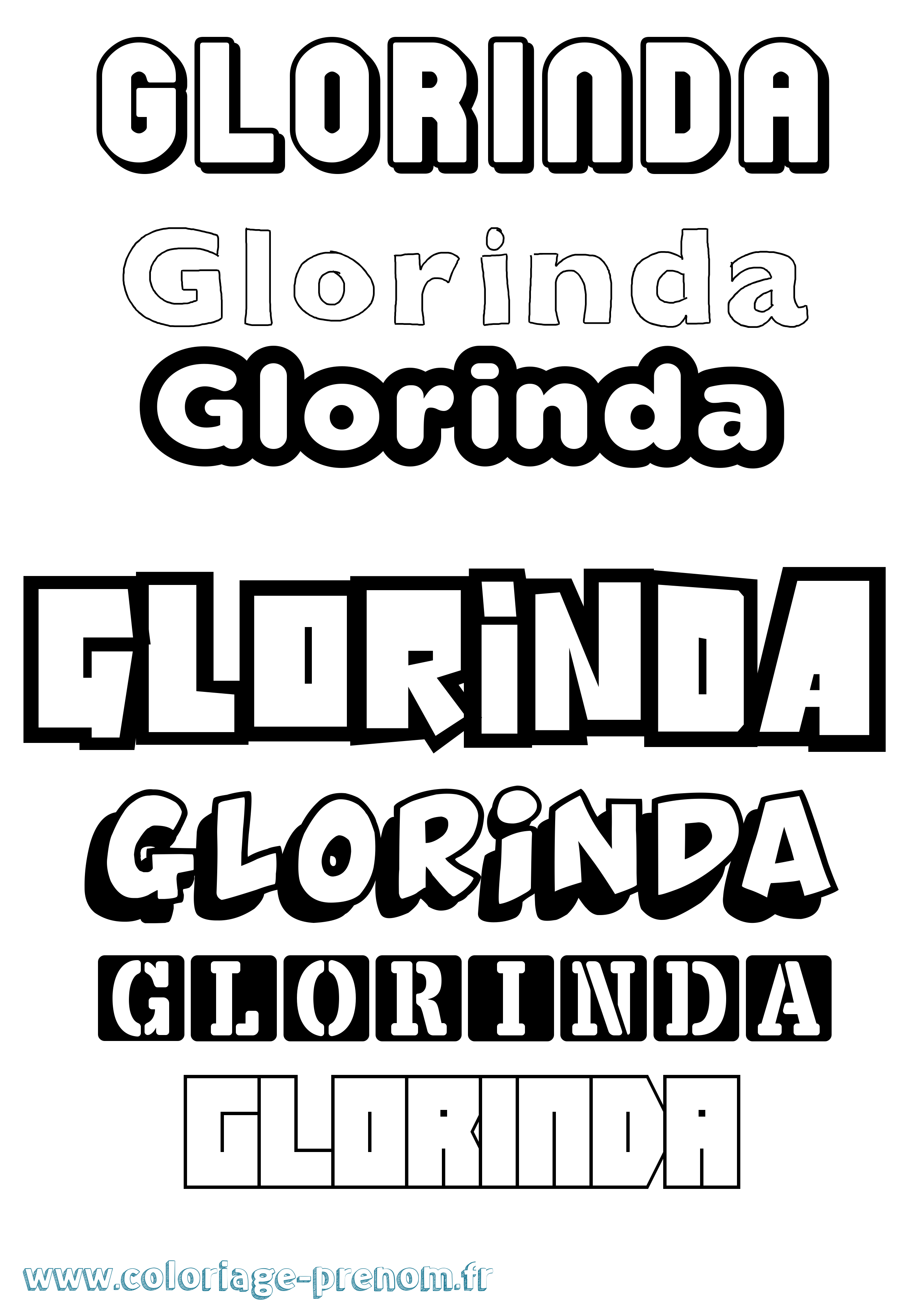 Coloriage prénom Glorinda Simple