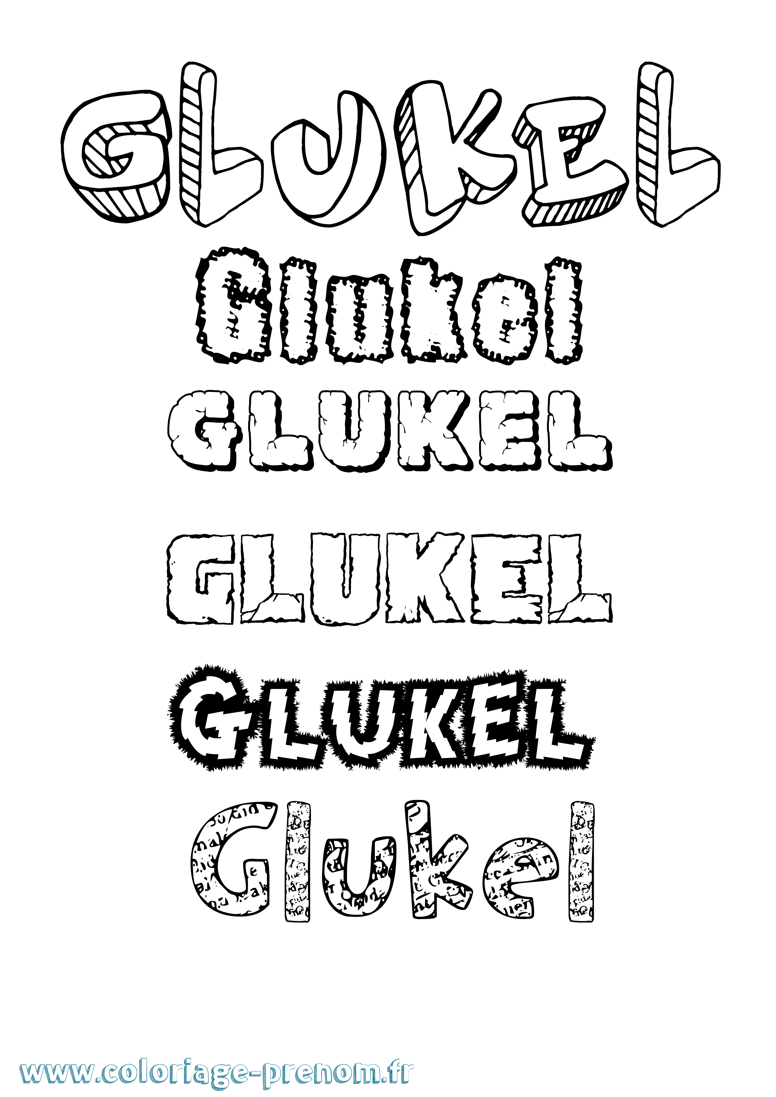 Coloriage prénom Glukel Destructuré