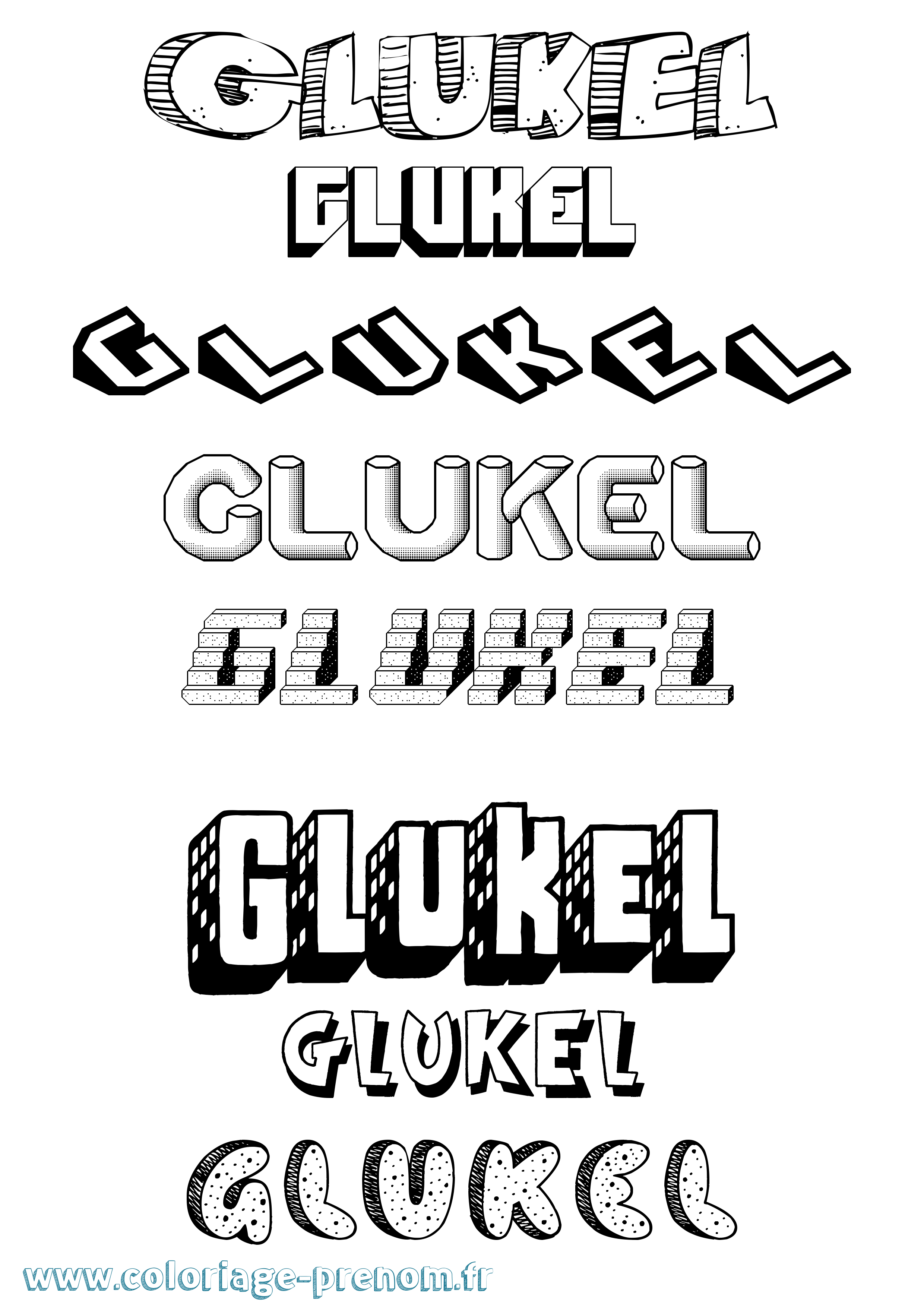 Coloriage prénom Glukel Effet 3D