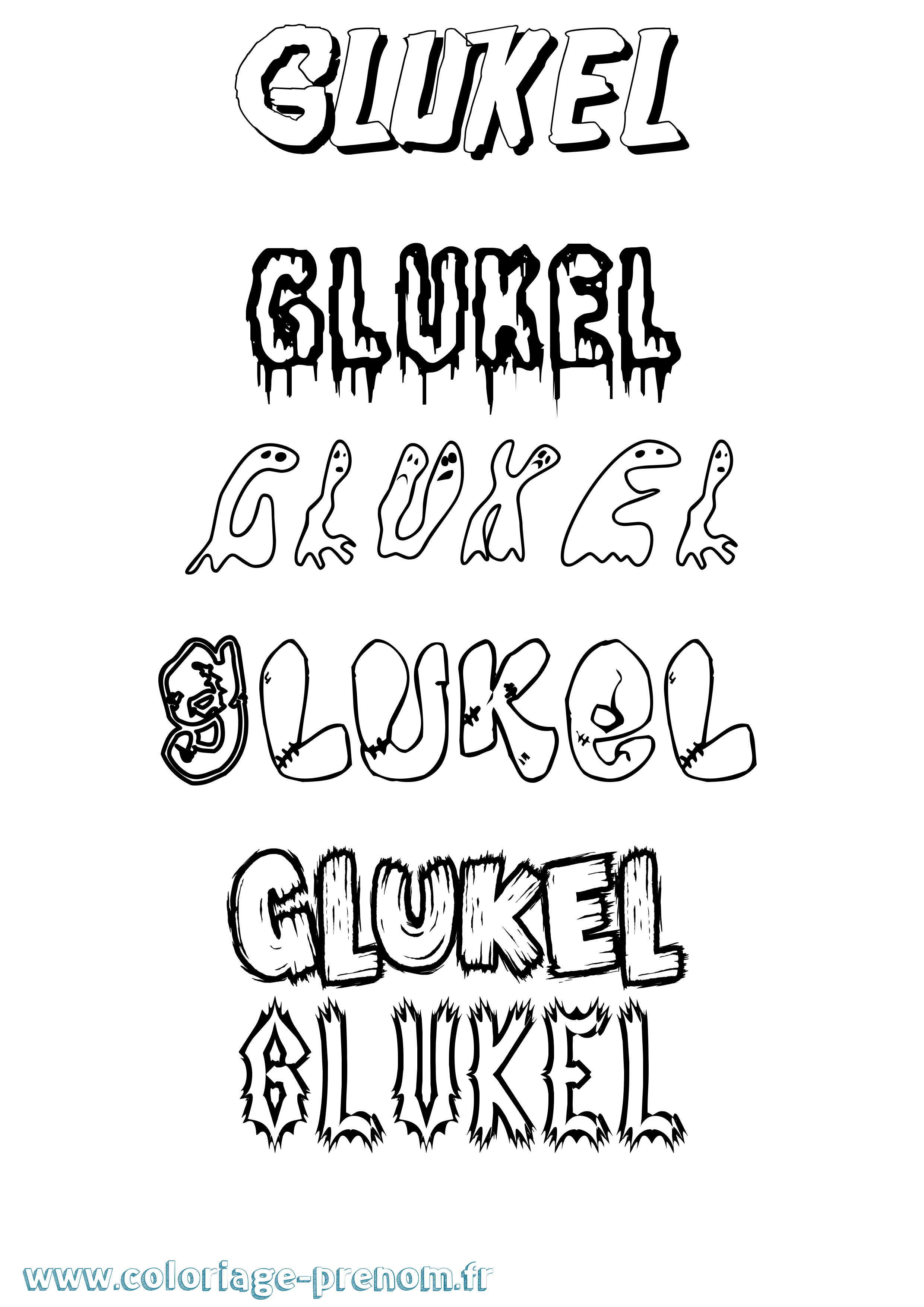 Coloriage prénom Glukel Frisson