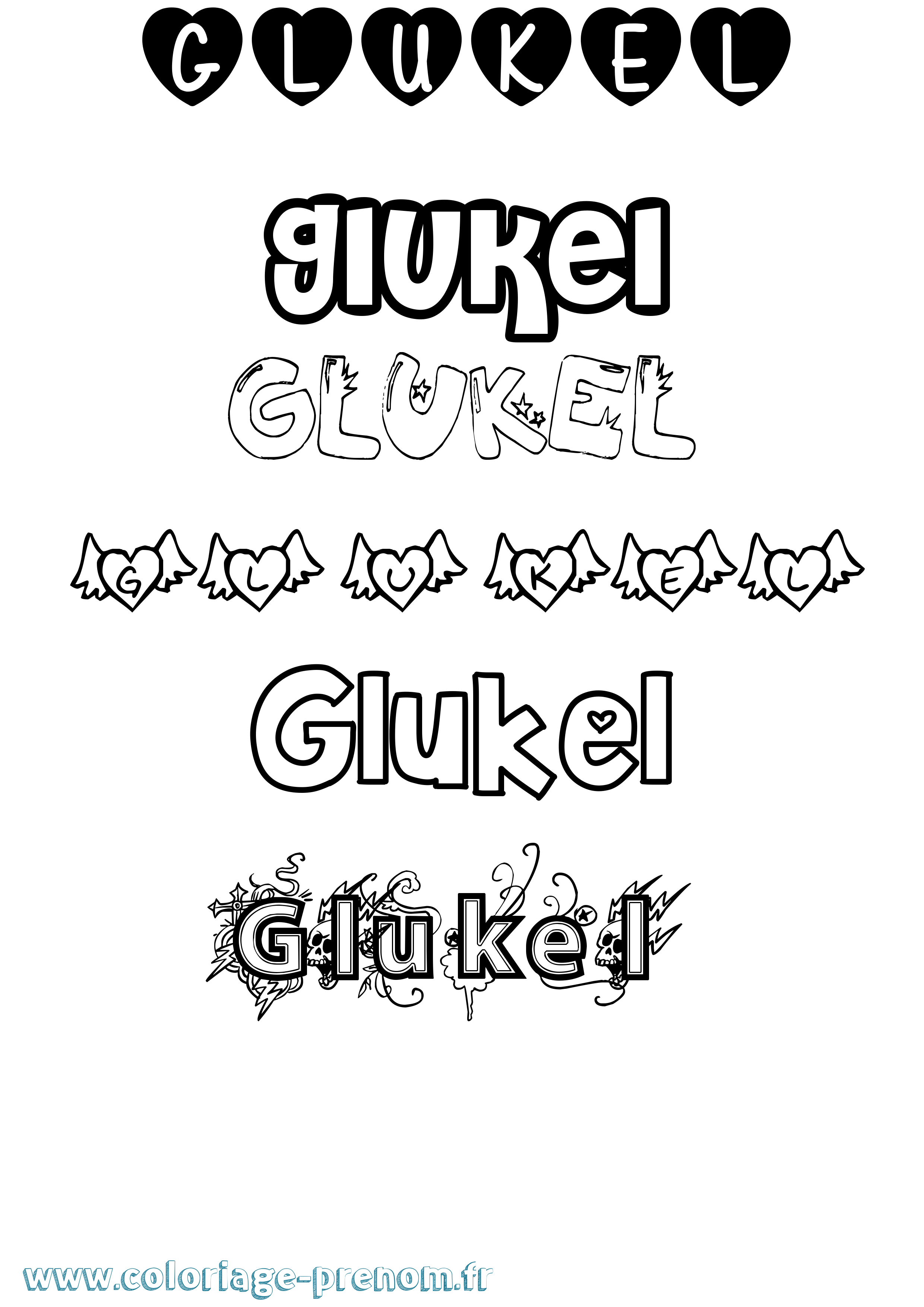 Coloriage prénom Glukel Girly