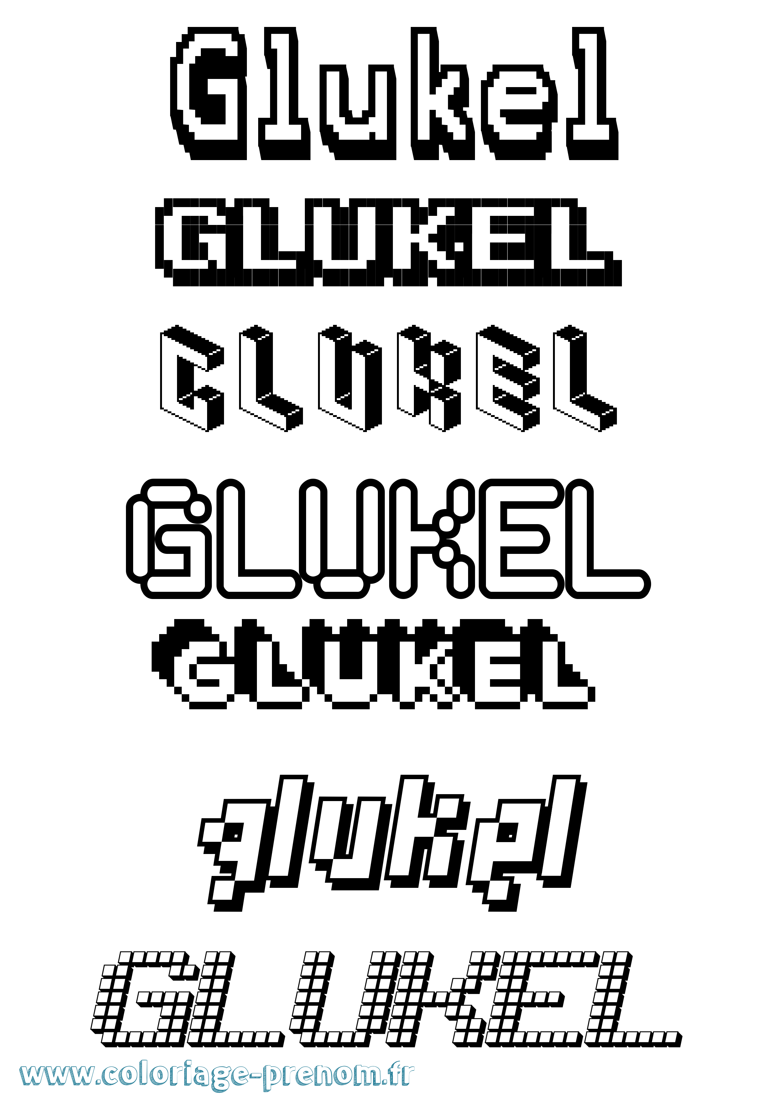 Coloriage prénom Glukel Pixel
