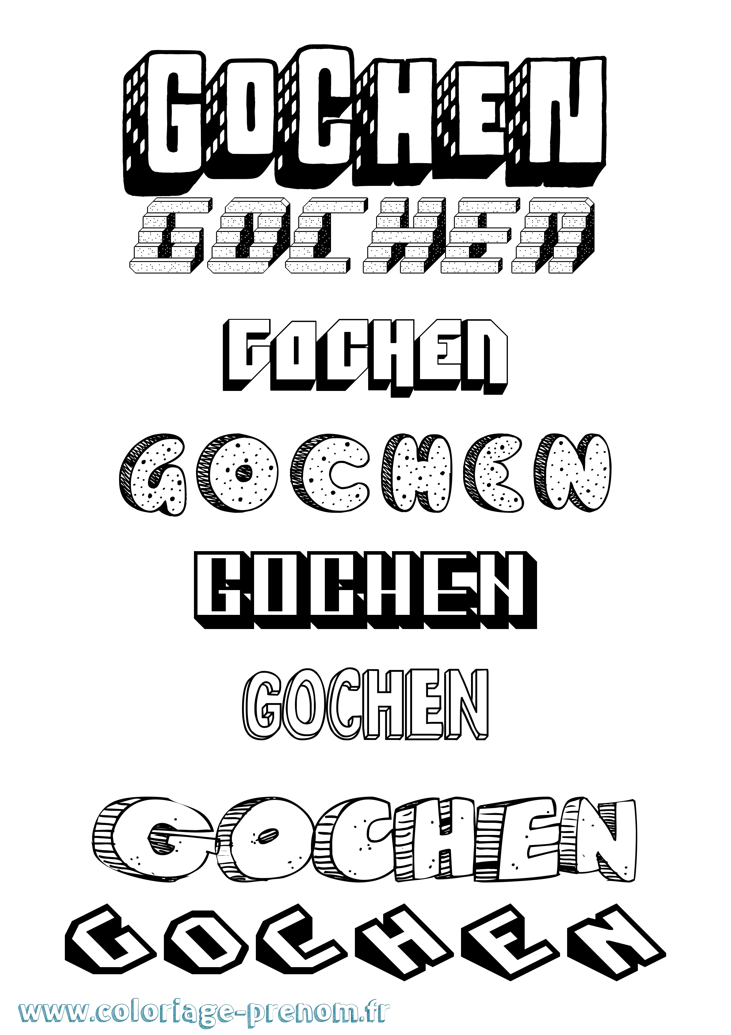 Coloriage prénom Gochen Effet 3D