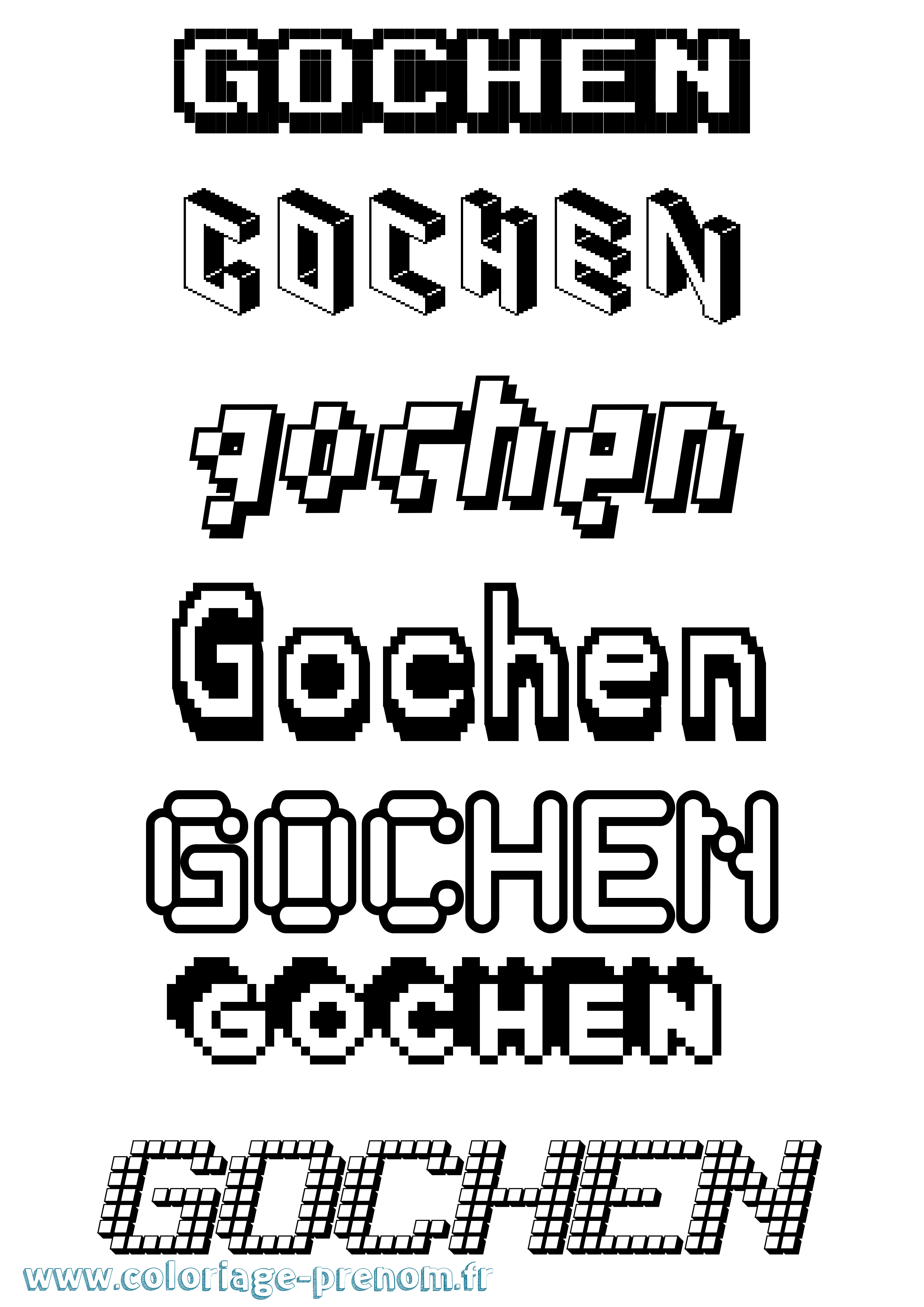 Coloriage prénom Gochen Pixel