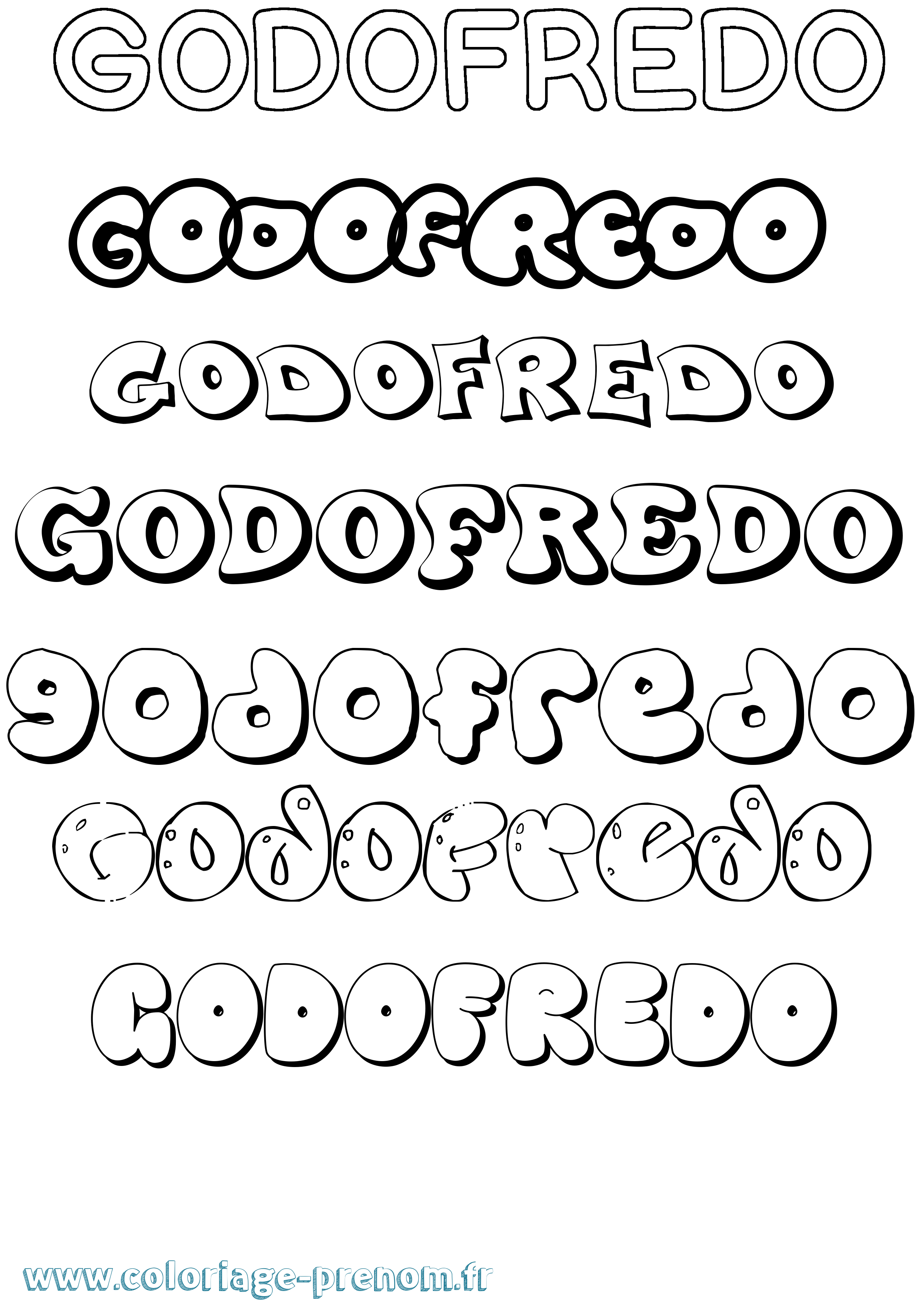 Coloriage Godofredo Bubble Coloriage prénom Godofredo Bubble