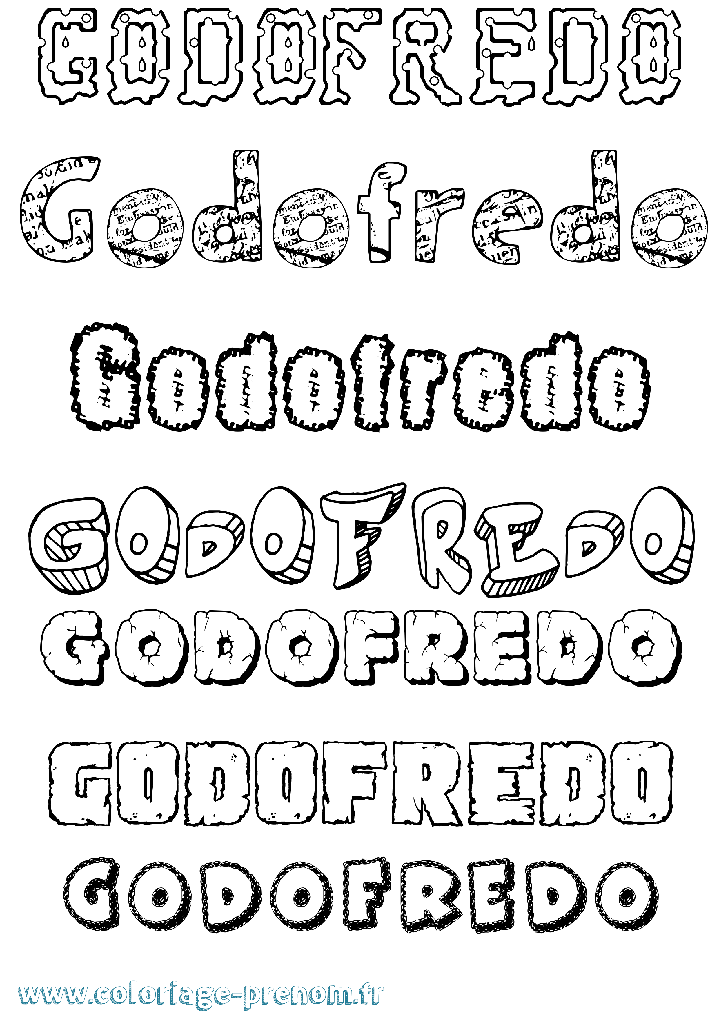 Coloriage Godofredo Destructuré Coloriage prénom Godofredo Destructuré