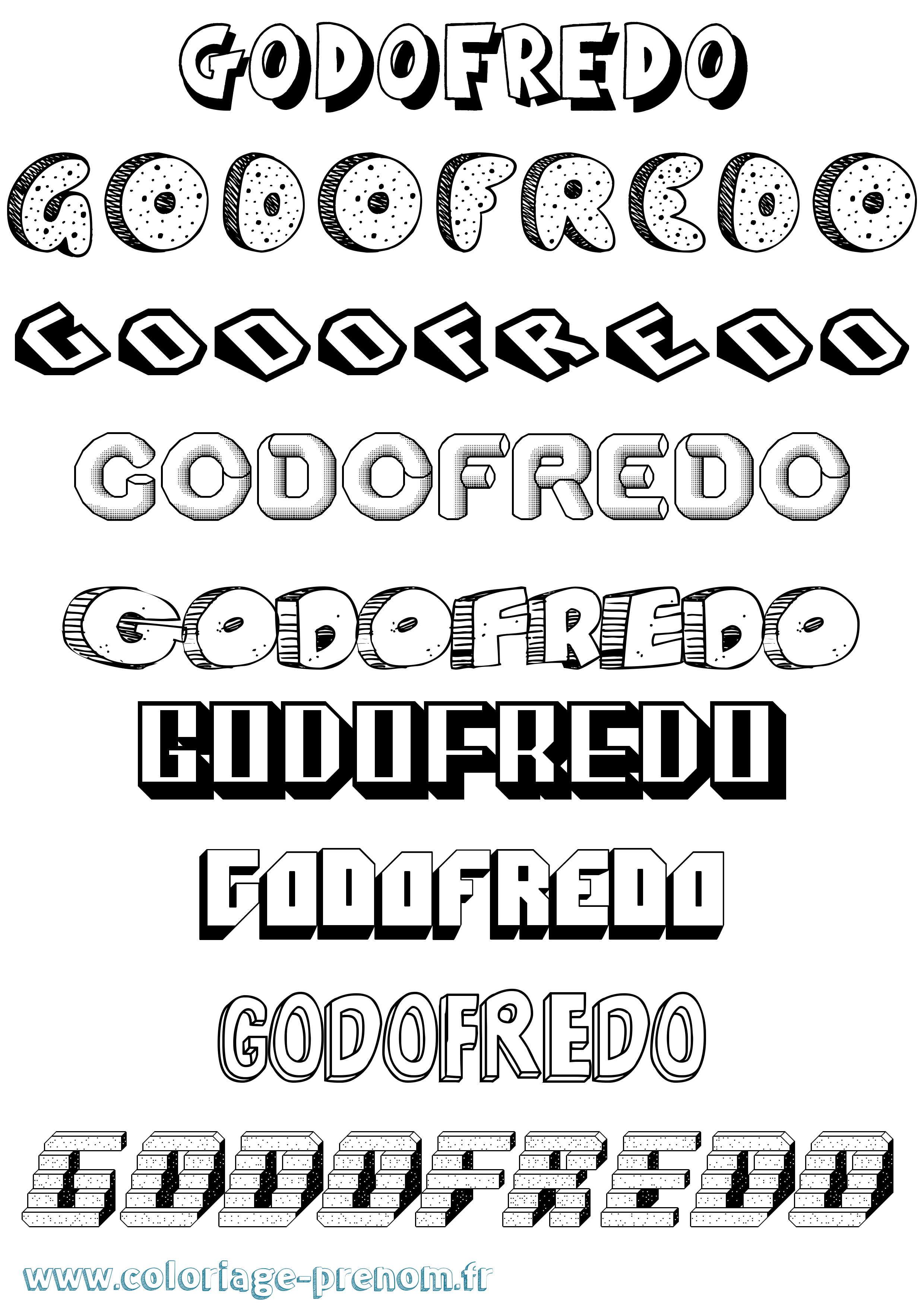Coloriage Godofredo Effet 3D Coloriage prénom Godofredo Effet 3D