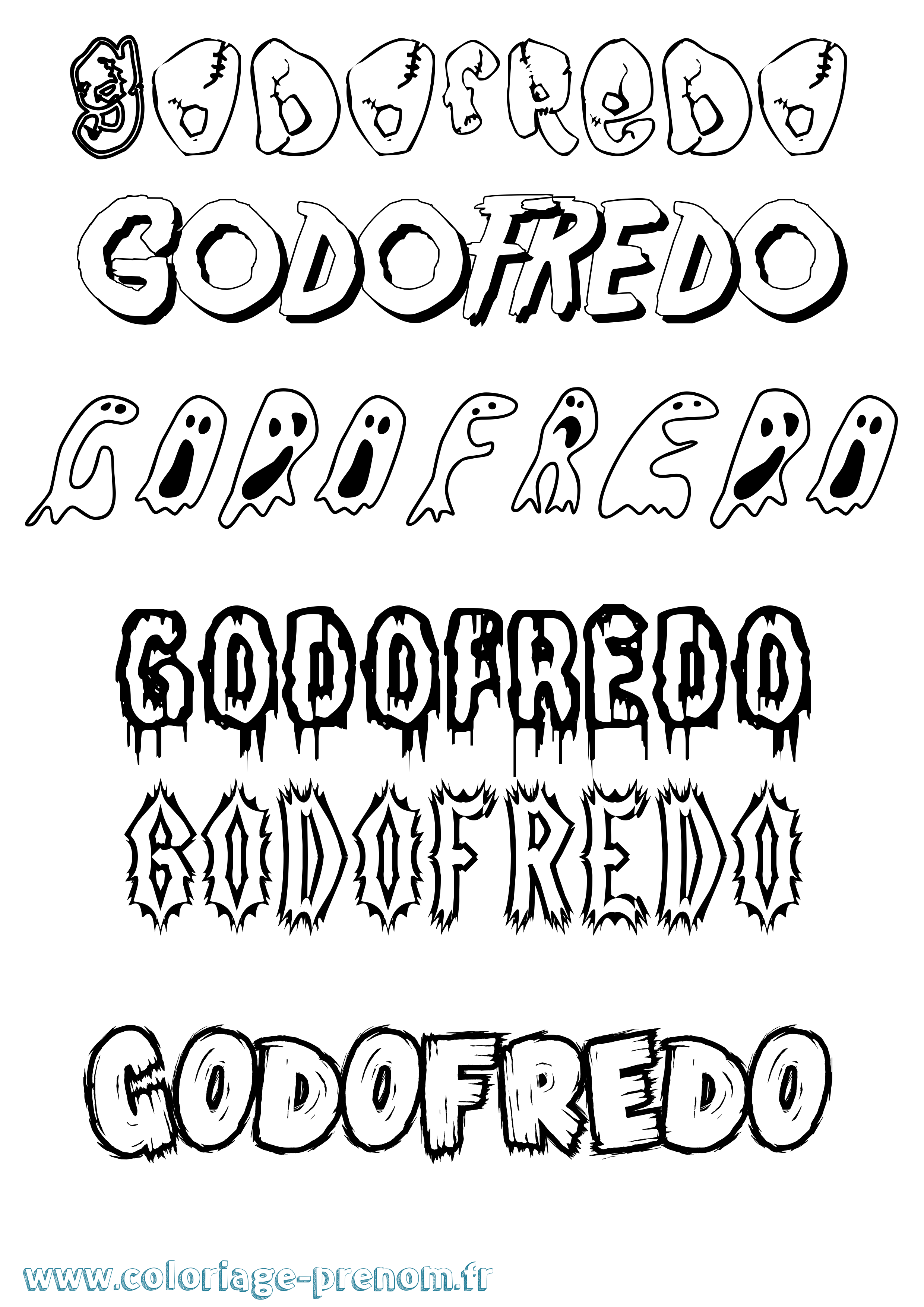 Coloriage Godofredo Frisson Coloriage prénom Godofredo Frisson