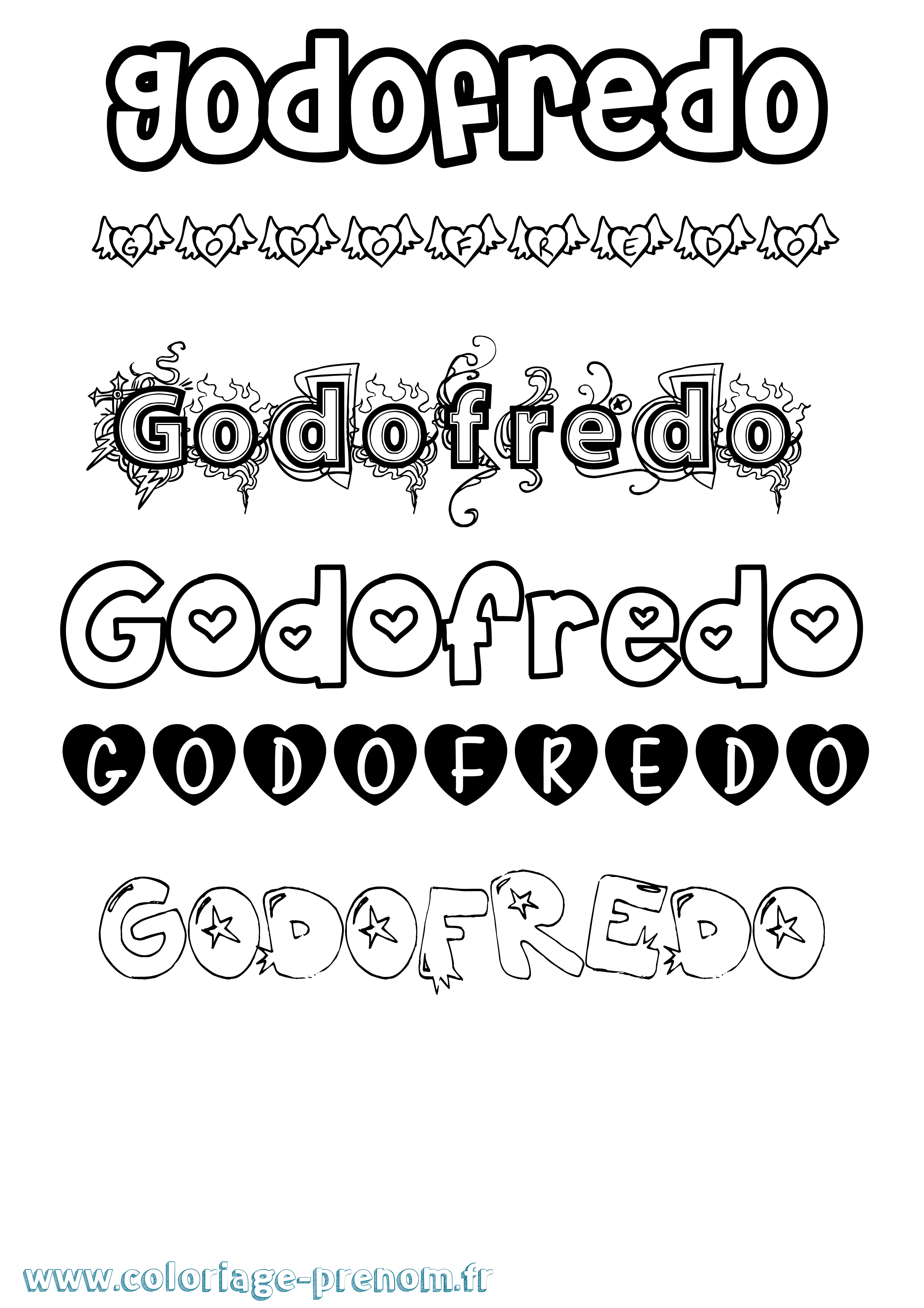Coloriage Godofredo Girly Coloriage prénom Godofredo Girly