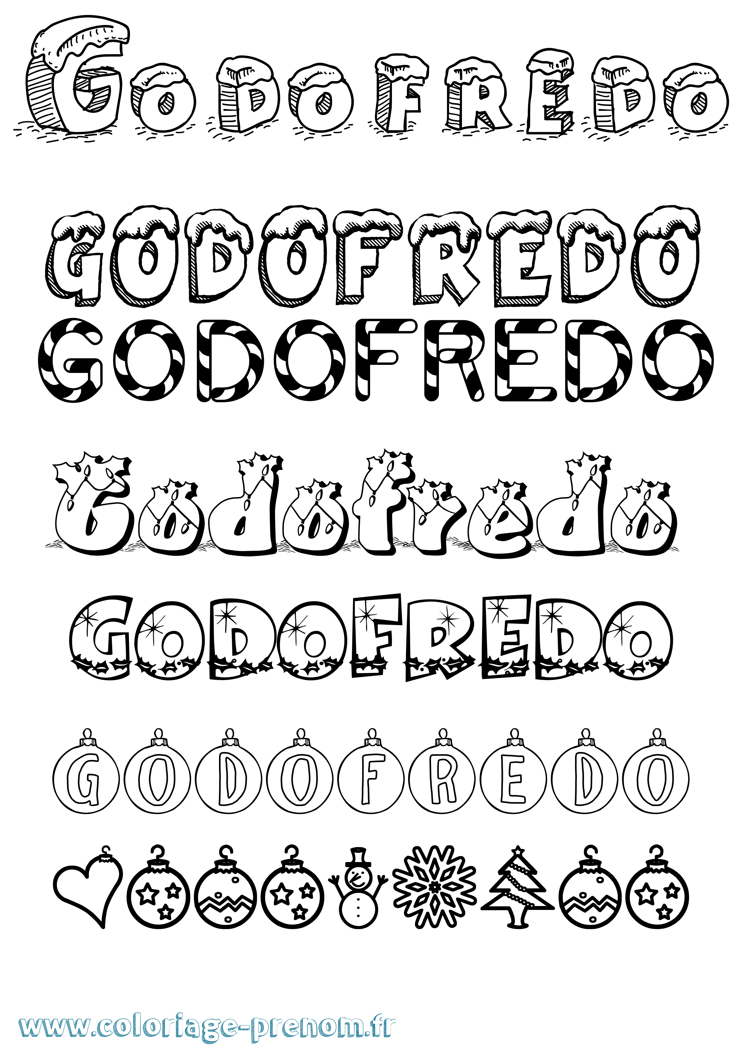 Coloriage Godofredo Noël Coloriage prénom Godofredo Noël