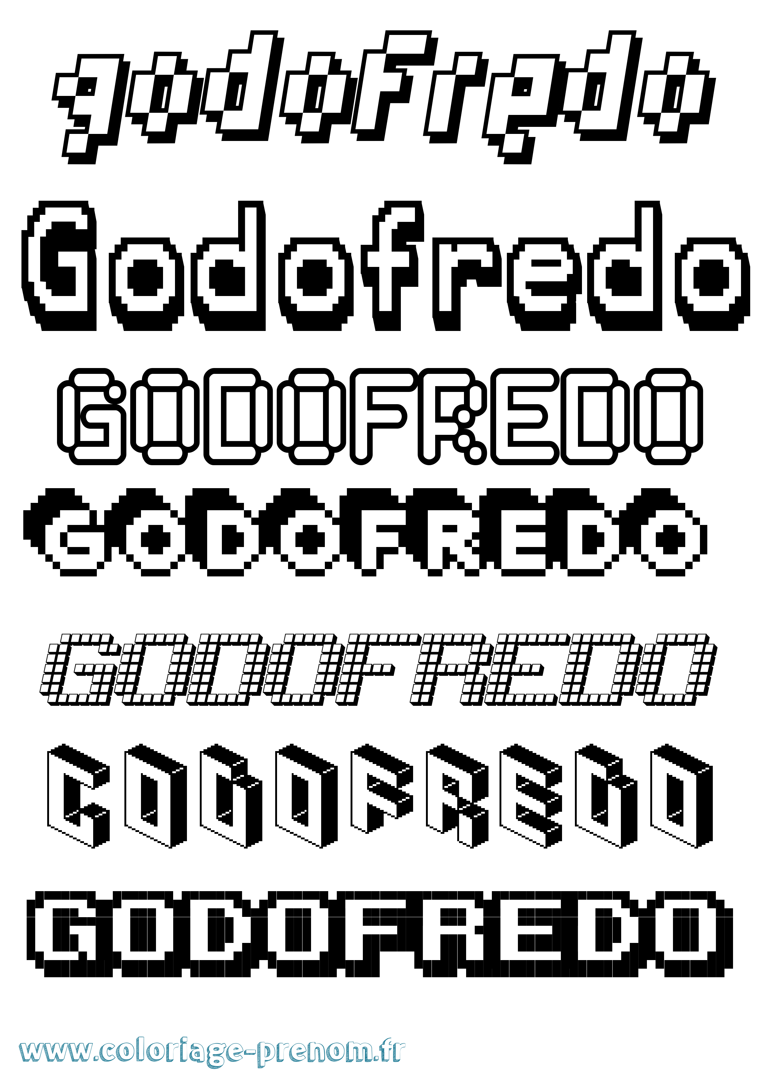 Coloriage Godofredo Pixel Coloriage prénom Godofredo Pixel