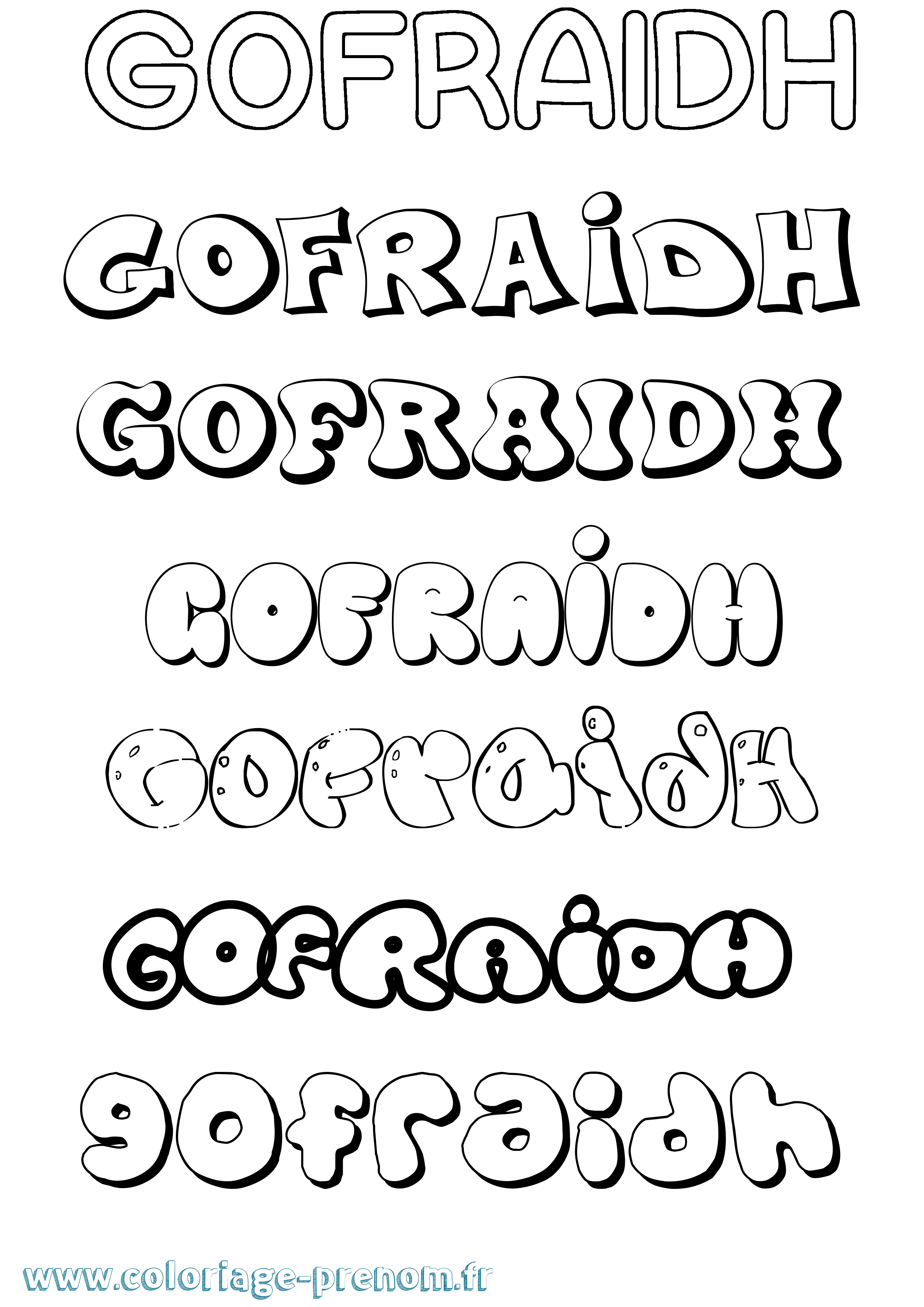Coloriage Gofraidh Bubble Coloriage prénom Gofraidh Bubble