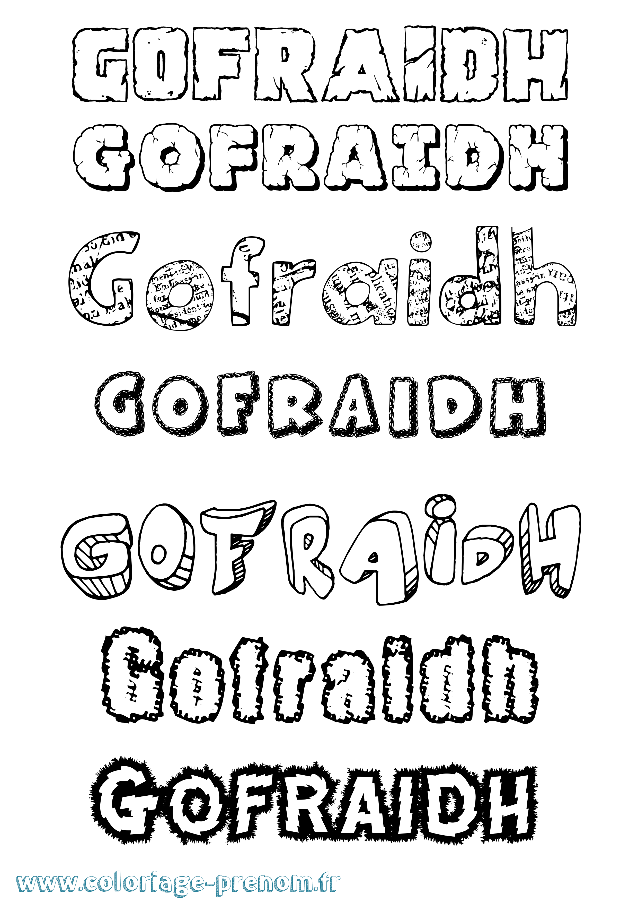 Coloriage prénom Gofraidh Destructuré