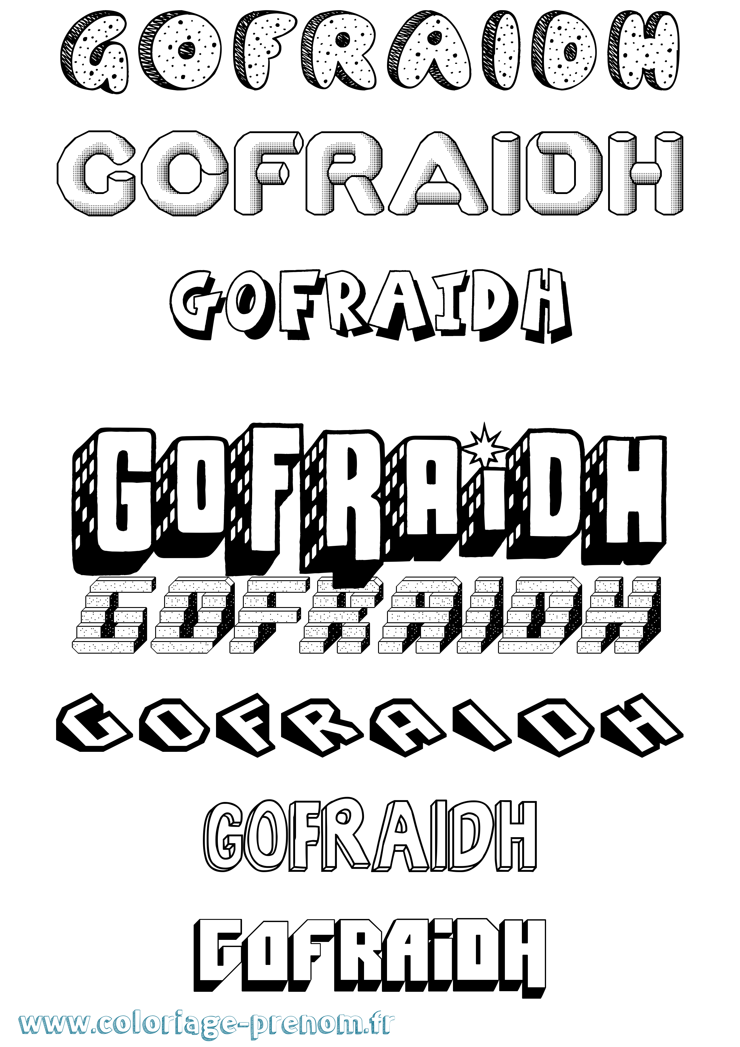 Coloriage prénom Gofraidh Effet 3D