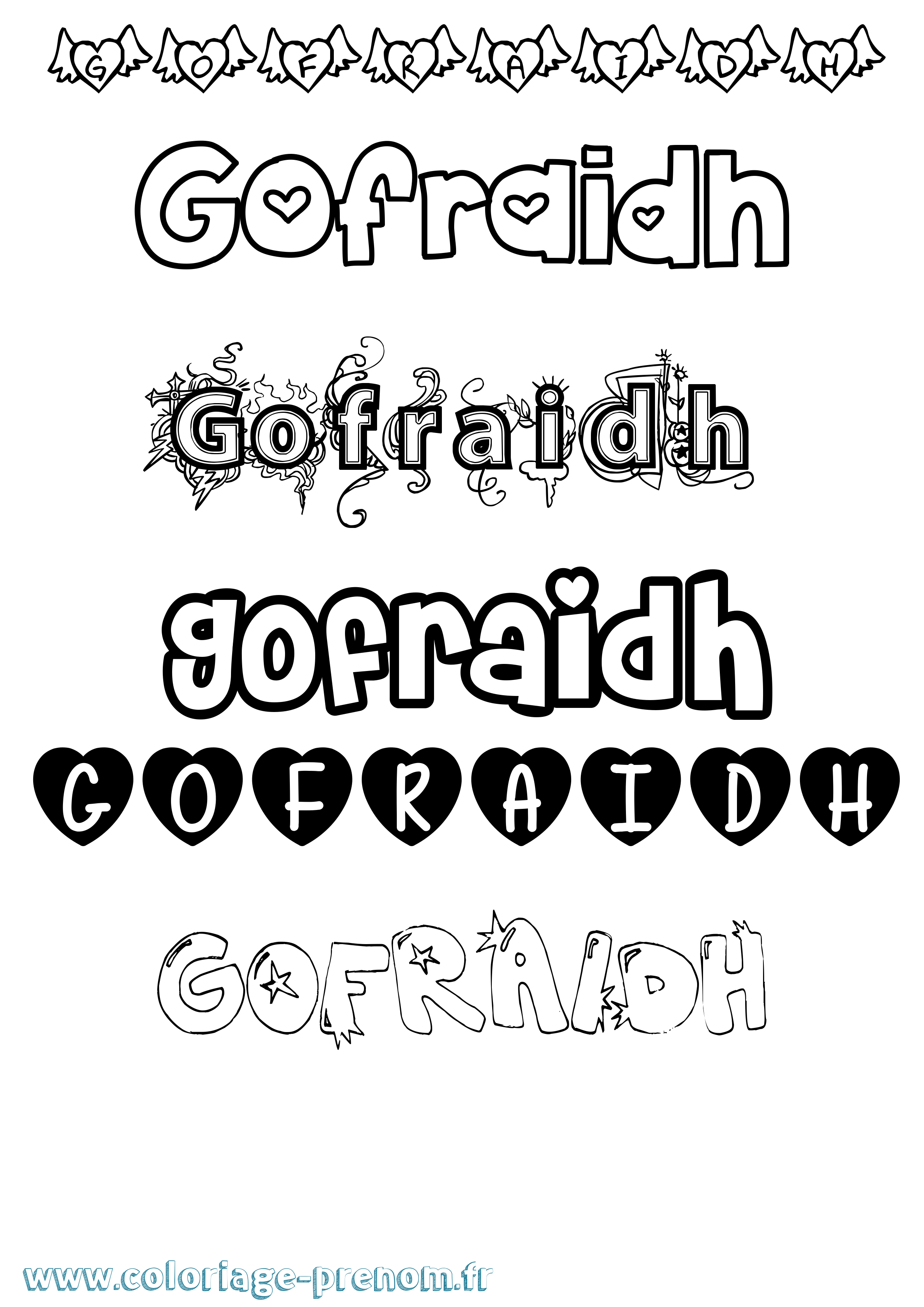 Coloriage Gofraidh Girly Coloriage prénom Gofraidh Girly