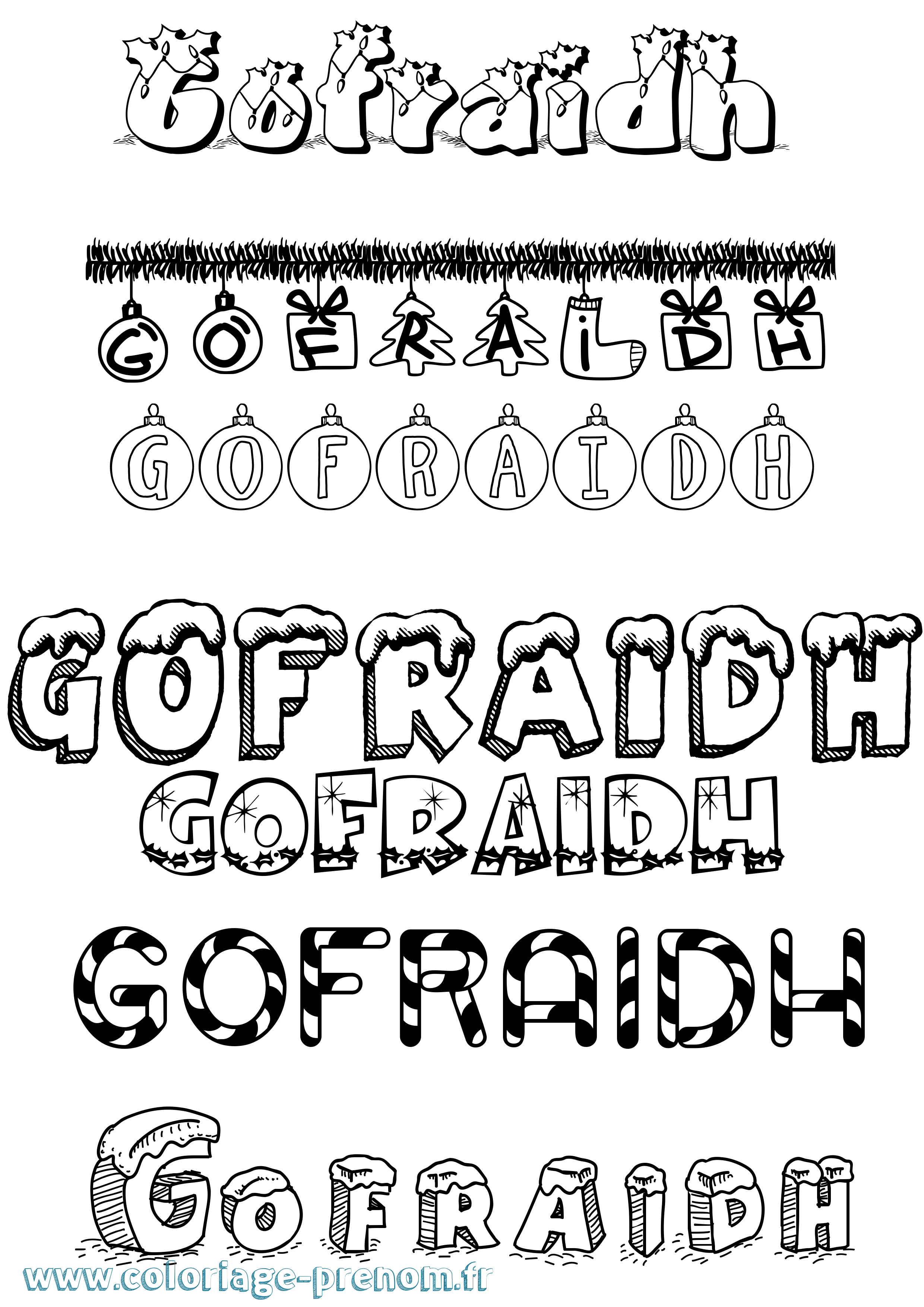 Coloriage Gofraidh Noël Coloriage prénom Gofraidh Noël
